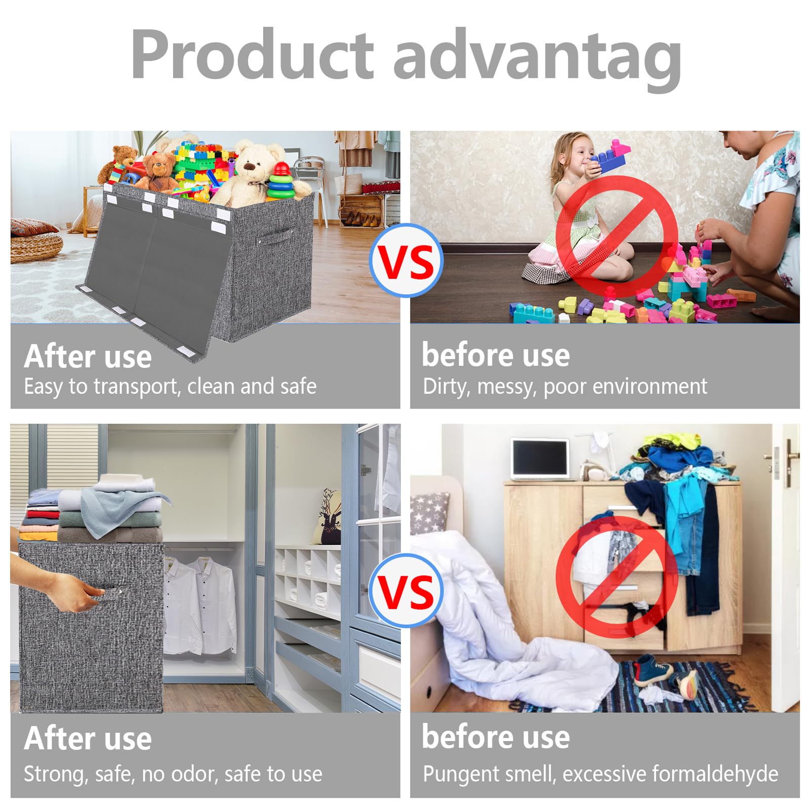 Collapsible Toy Storage Bin with Lid - Large Capacity