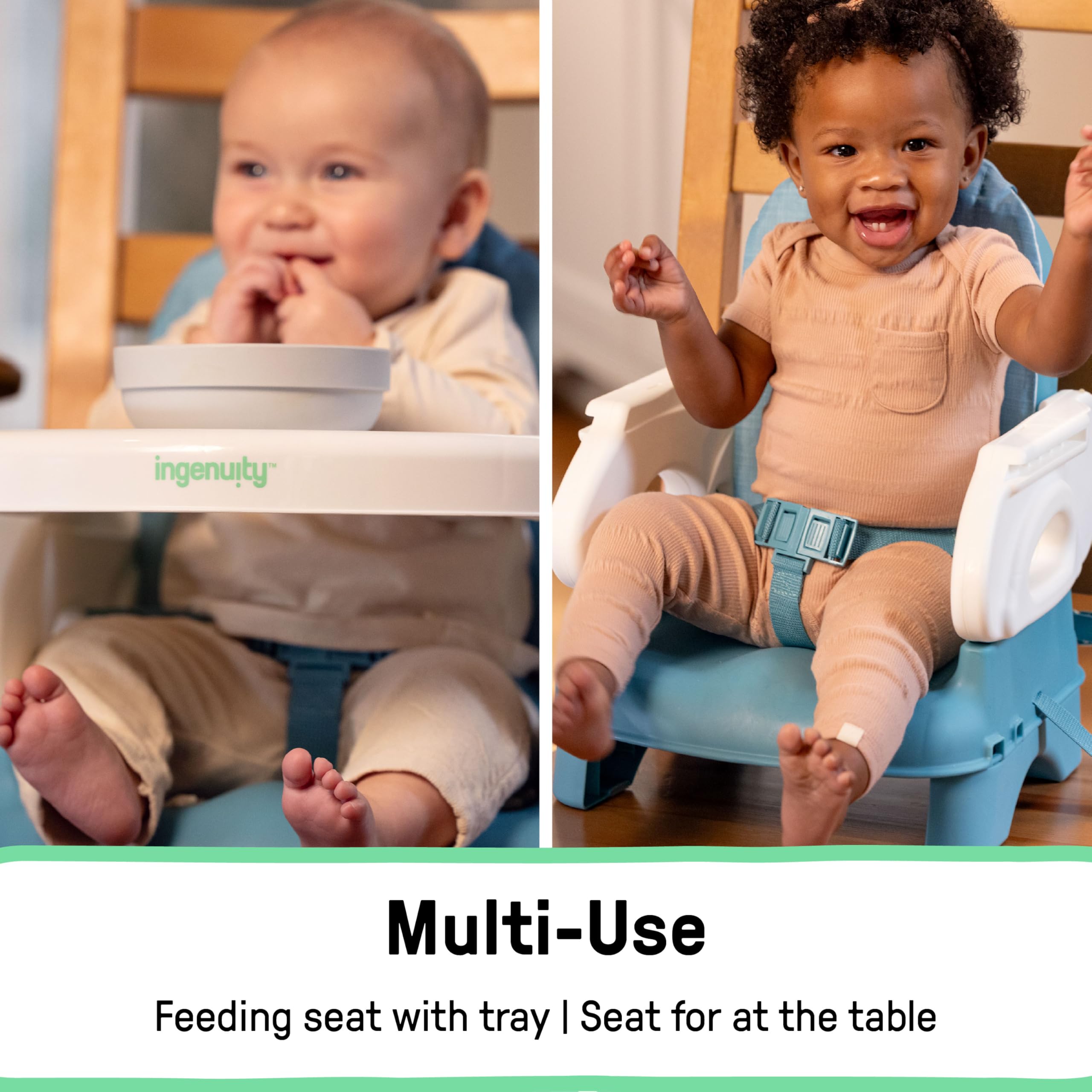 Folding Booster Seat with Adjustable Height and Cushioned Comfort