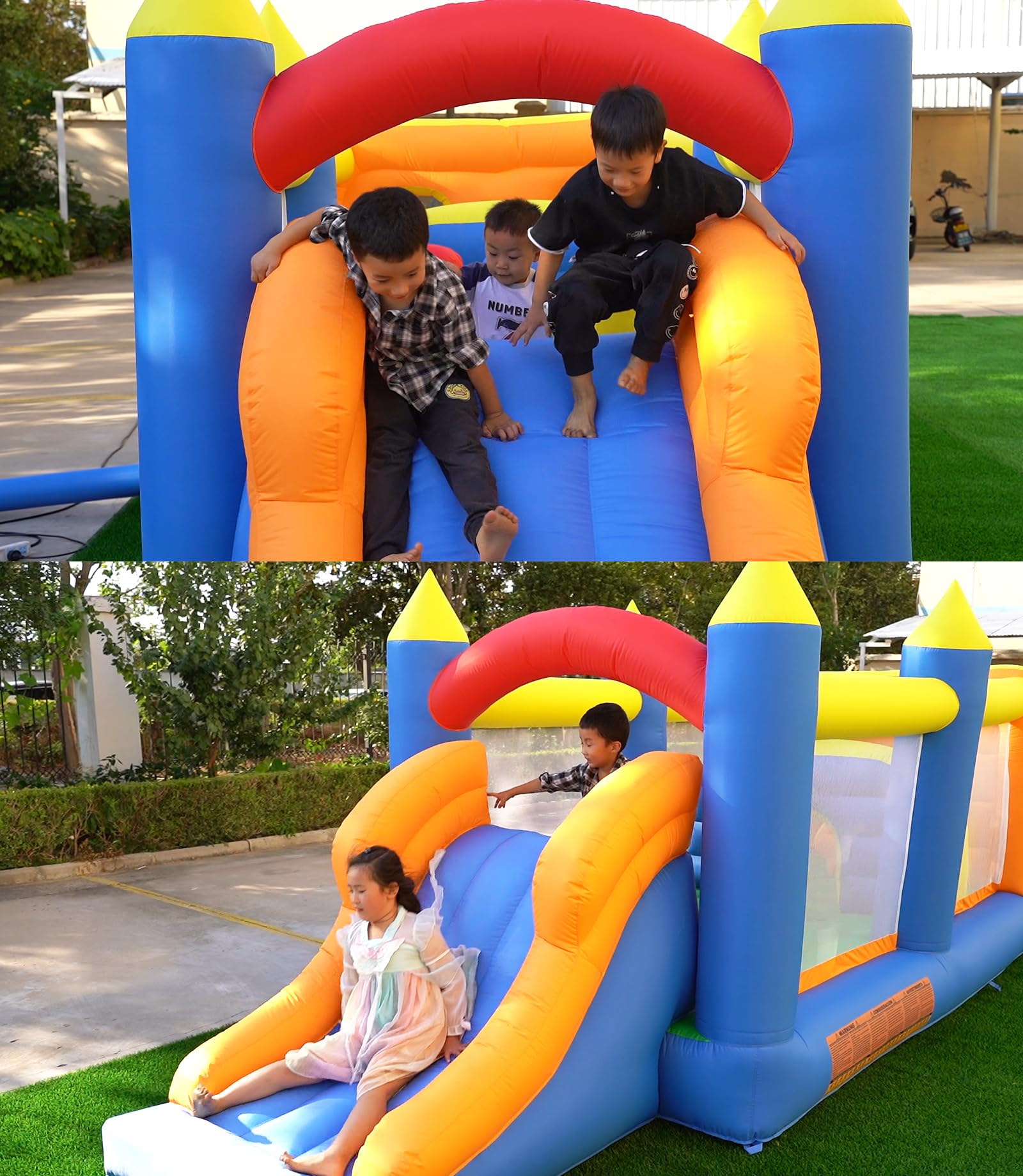 Inflatable Obstacle Course Bounce House with Climbing Wall and Slide