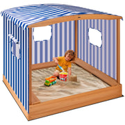 58x48in Wood Sandbox with Detachable UV-Blocking Canopy & Ventilation Windows