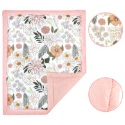 4-Piece Crib Bedding Set for Girls, Pink Baby Girl Bedding Set with Crib Skirt