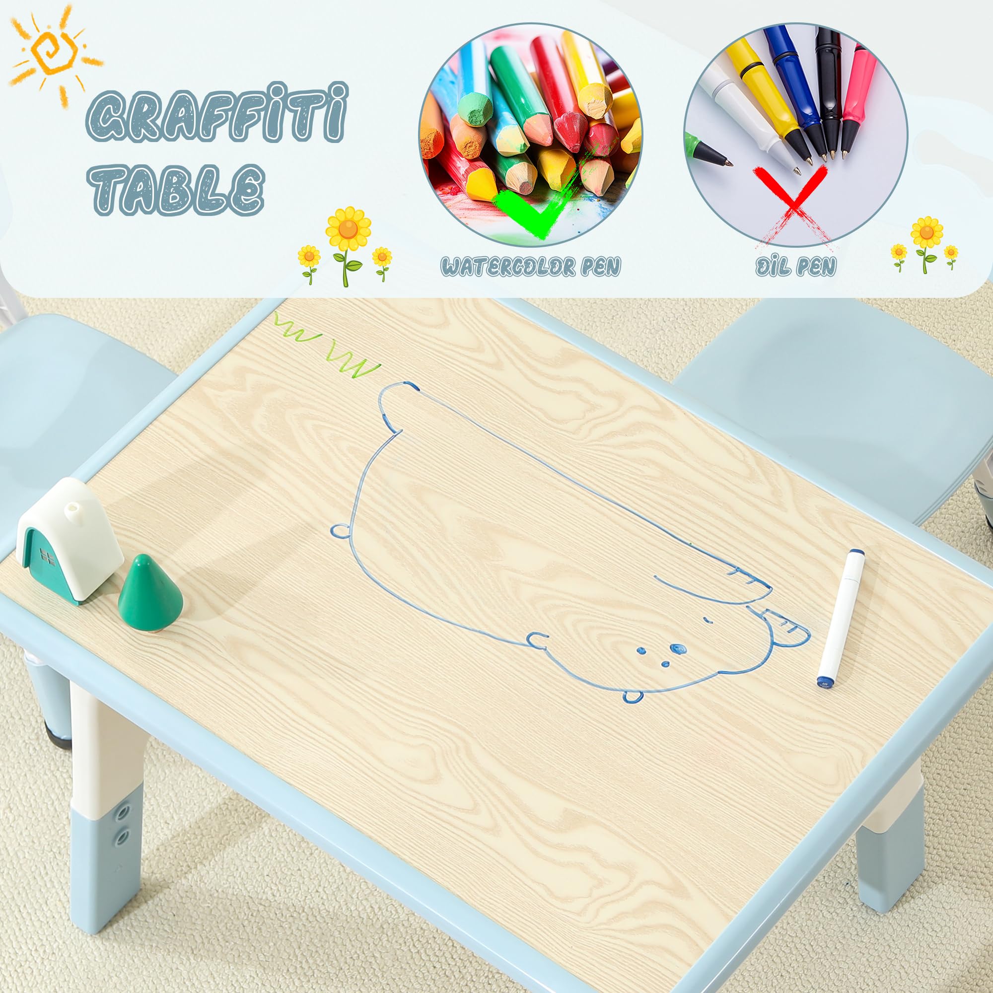 Kids Table and Chair Set with Storage