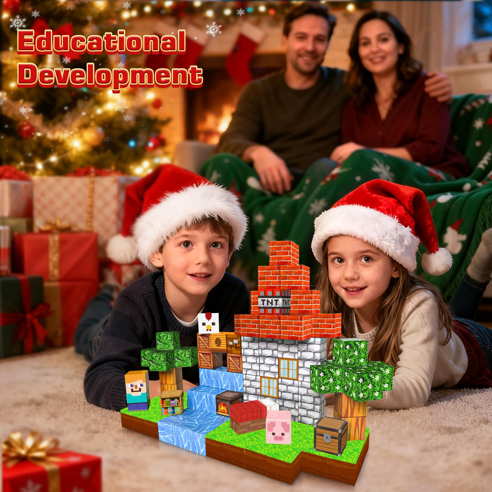 Magnetic Building Blocks Set 100PCS Grassland Theme STEM Toy