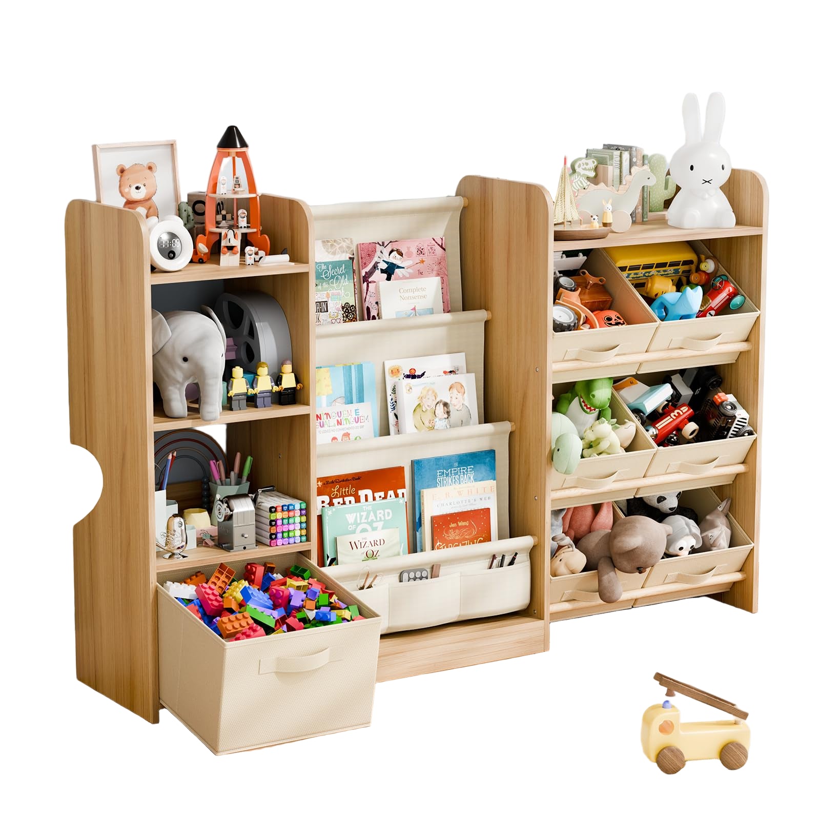 Kids Toy Book Storage Organizer - Large Bookshelf with 7