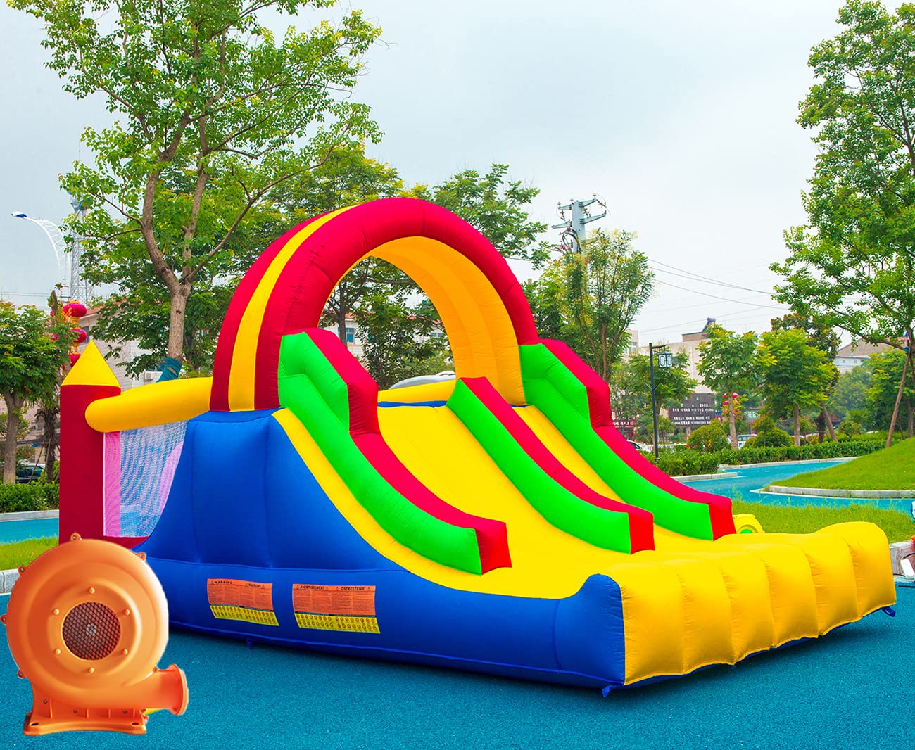 16x7.2FT Inflatable Bounce House with 2 Racing Slides & Large Climbing Wall, 3 in 1 Kids