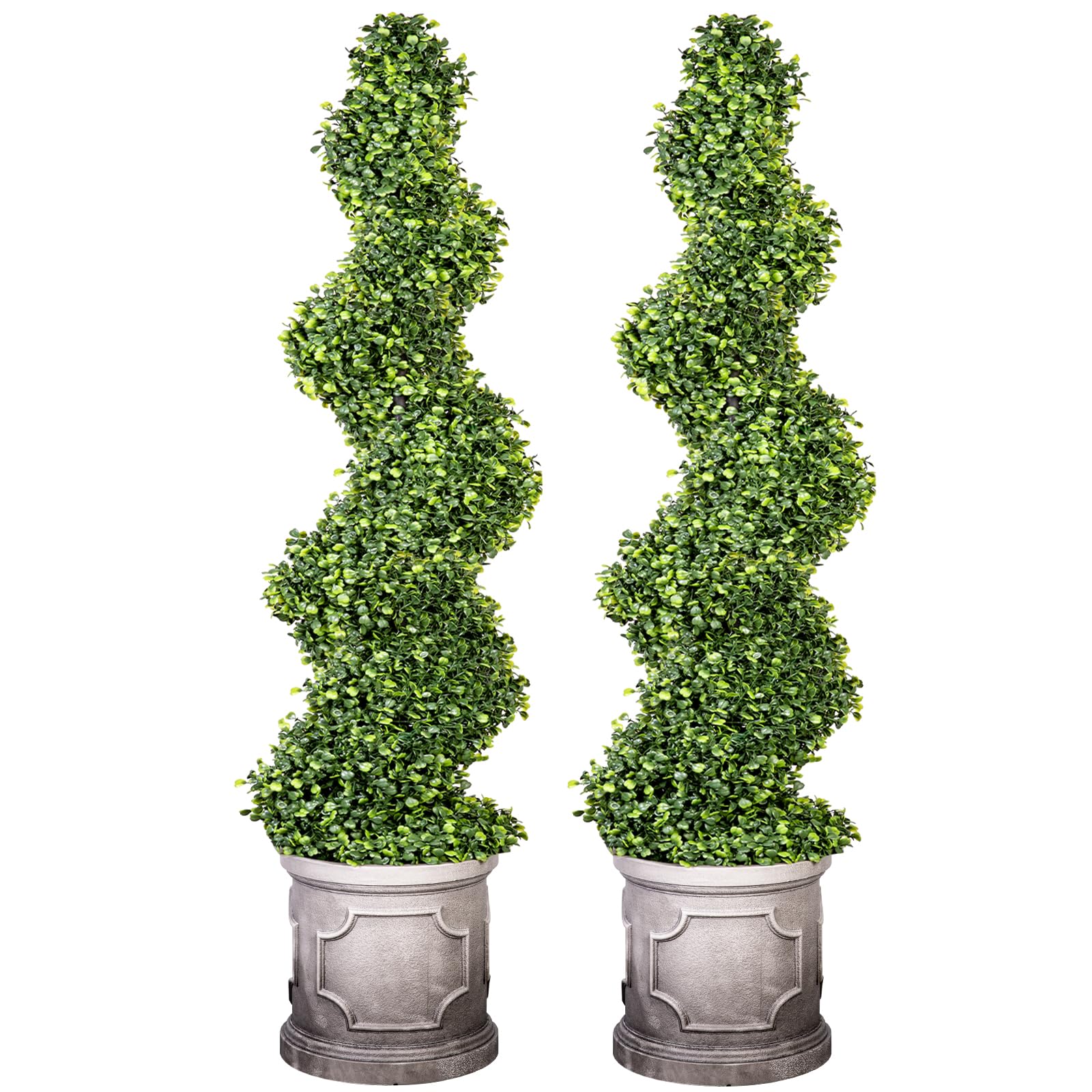 4FT Artificial Spiral Boxwood Topiary Trees with Planter