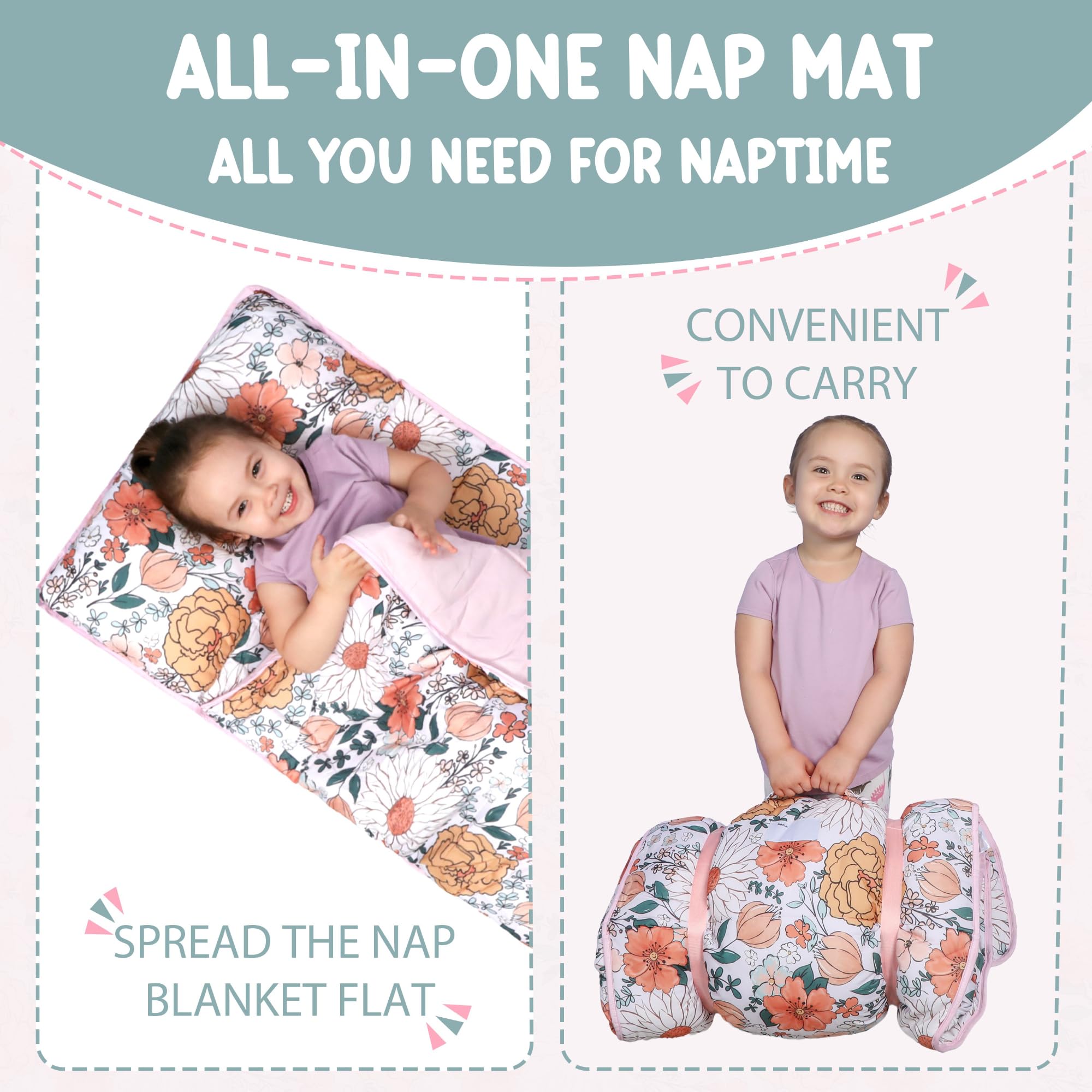 Toddler Nap Mat with Pillow and Blanket