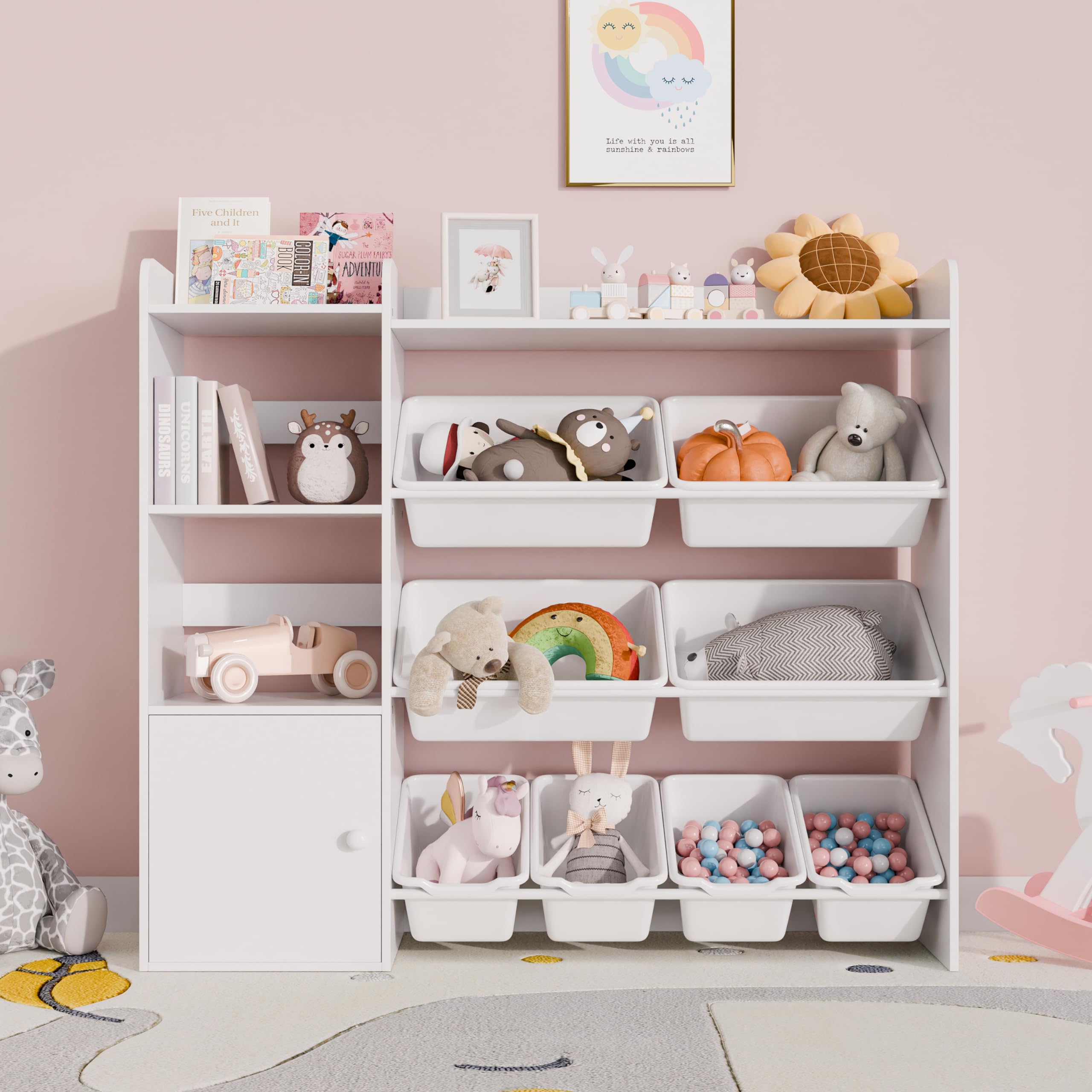 Kids Toy Storage Organizer, 4-Tier Toy Organizers W/8 Removable