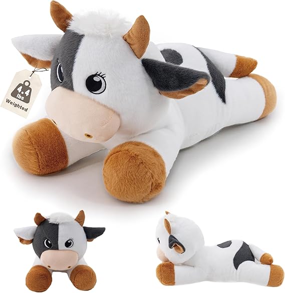 24" 4.4 Pounds Weighted Cow Stuffed Animal, Big Stuffed Animals