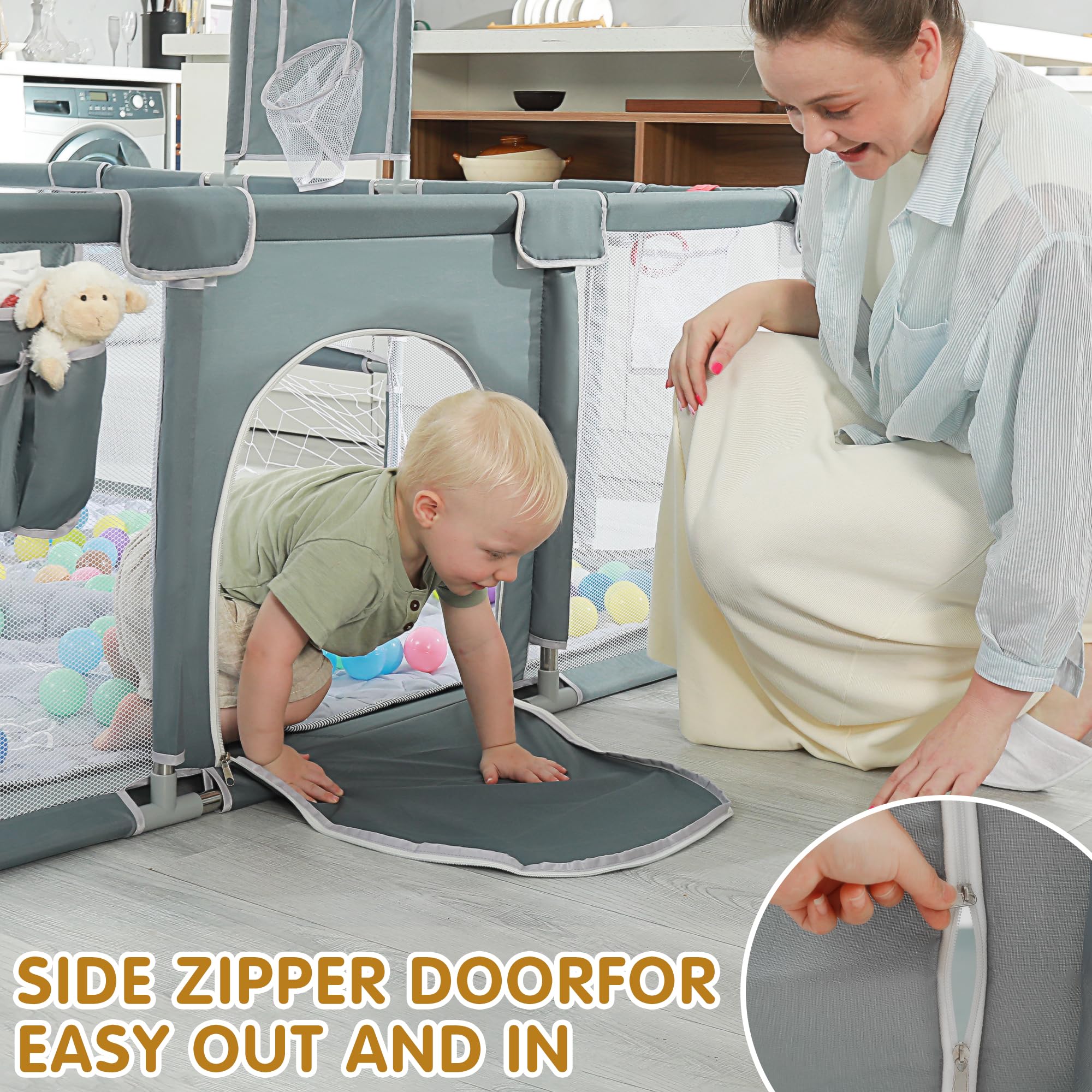 Baby Playpen with Mat and Accessories