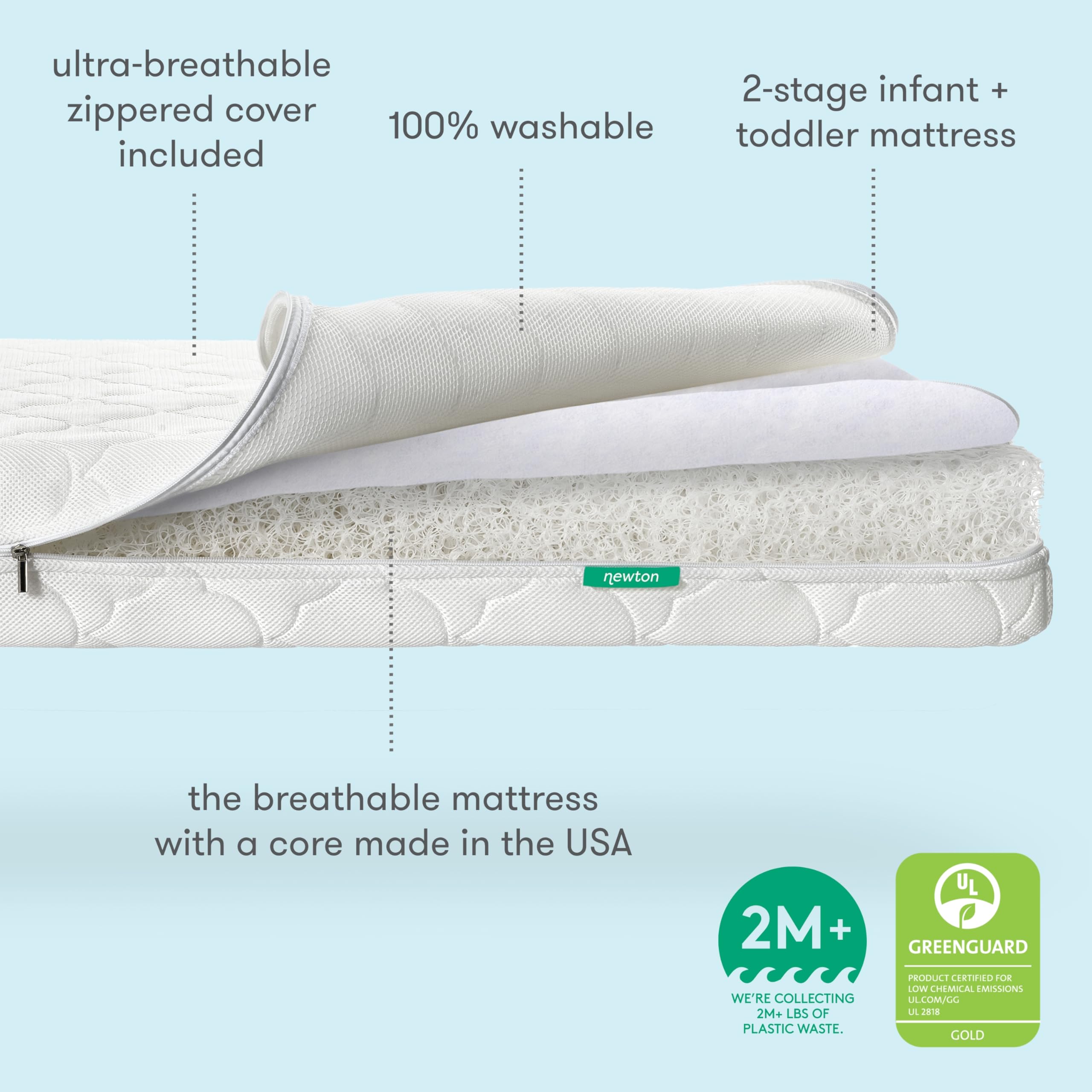 Breathable Washable Crib Mattress 2-Stage Infant Toddler