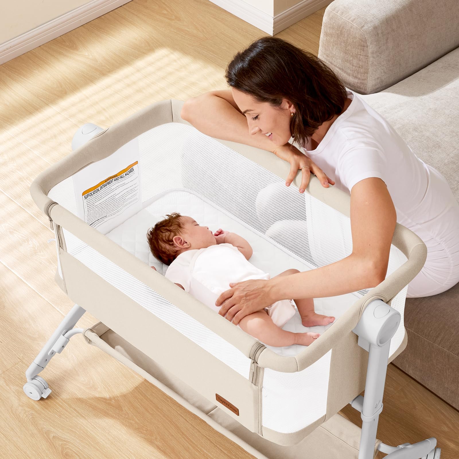 Baby Bassinet Bedside Sleeper - All-Mesh Design, Portable