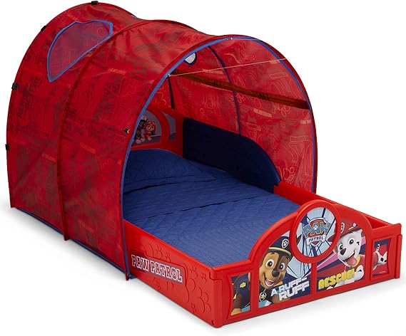 Disney Mickey Mouse Sleep and Play Toddler Bed with Tent, Blue/Red