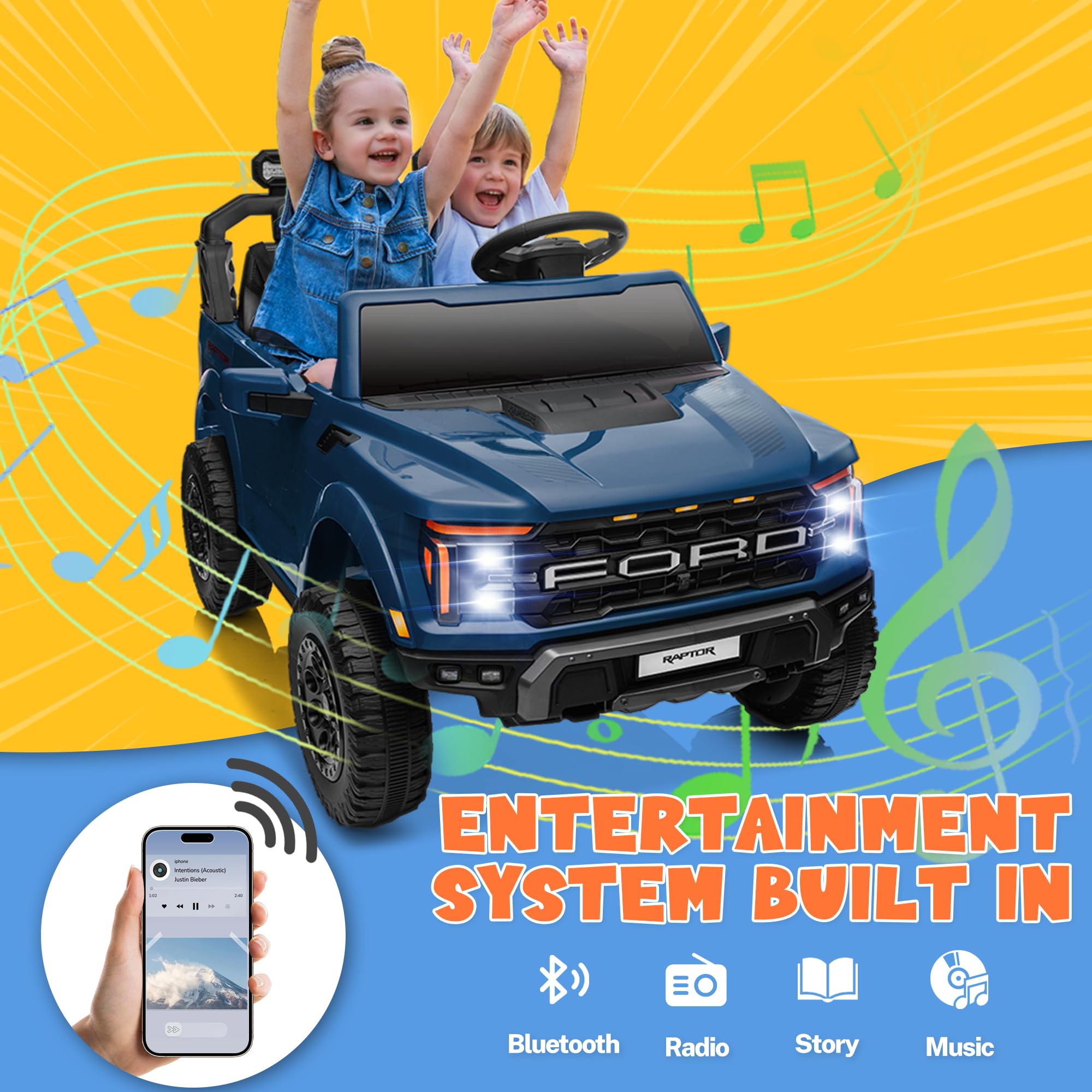 24V Licensed Ford F-150 Raptor Kids Ride-On Truck