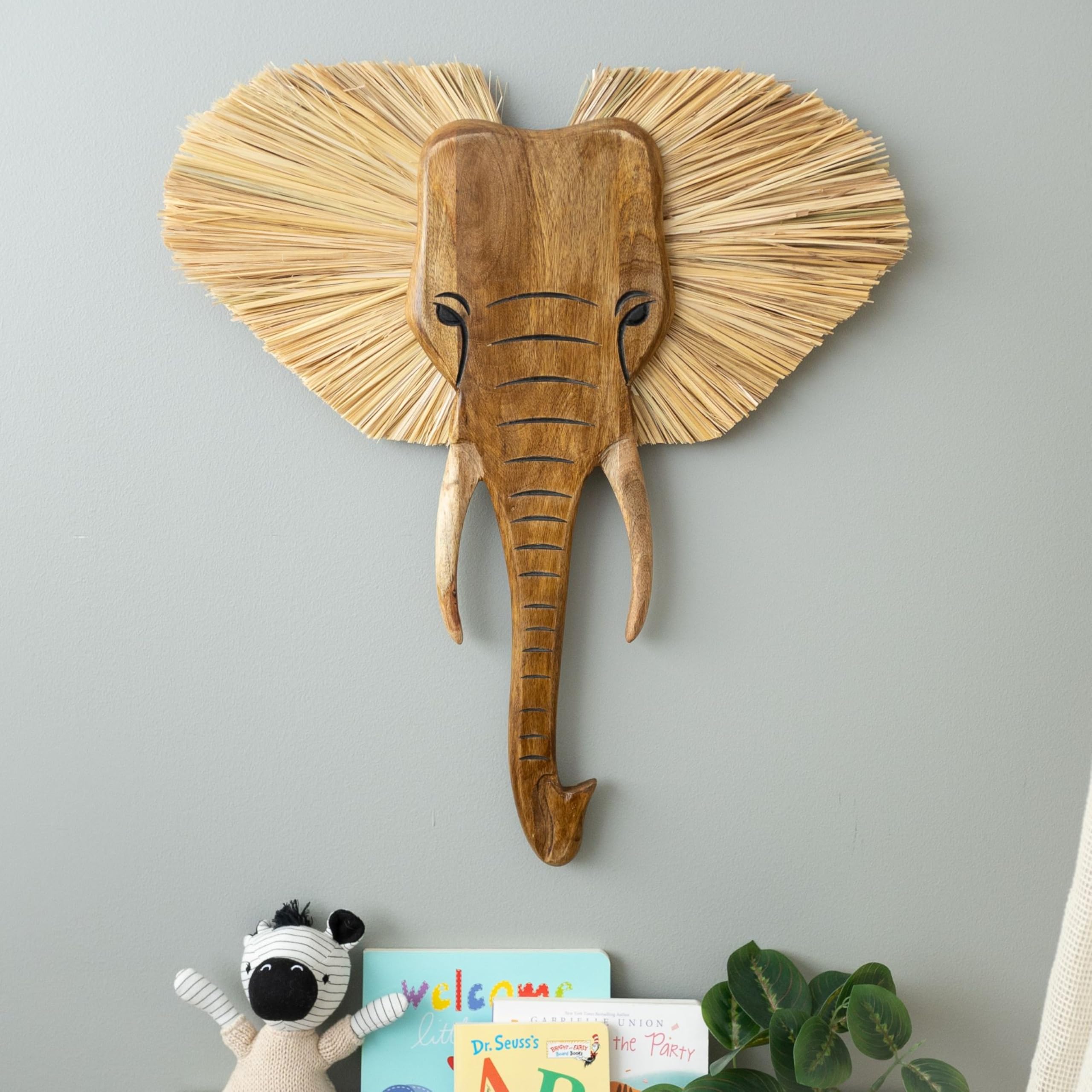 Wooden Safari Elephant Wall Decor