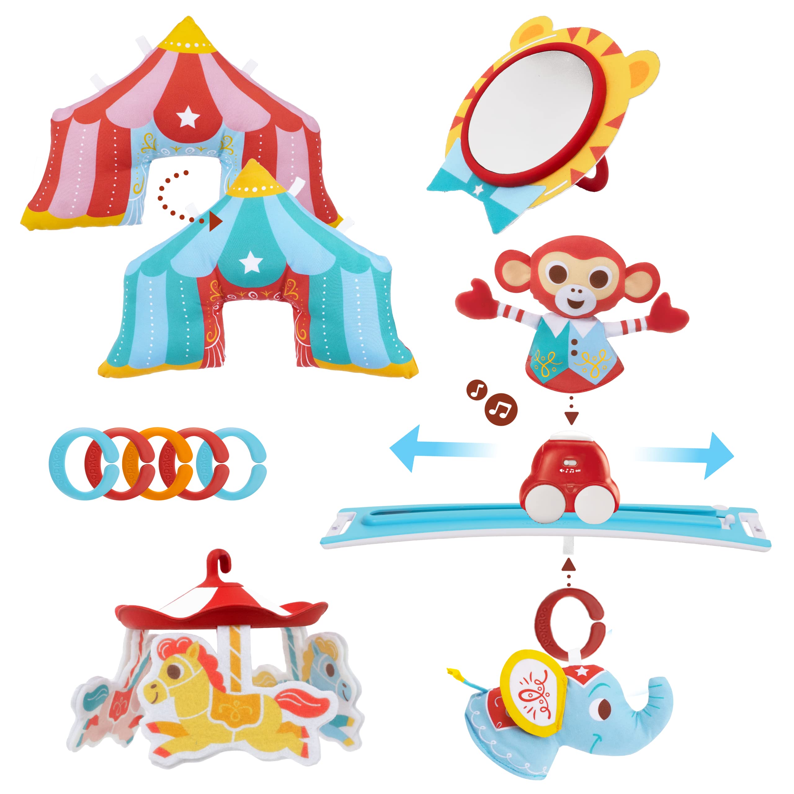 Circus Baby Playmat Gym. with Musical Motorized Mobile, Tummy Time Pillow