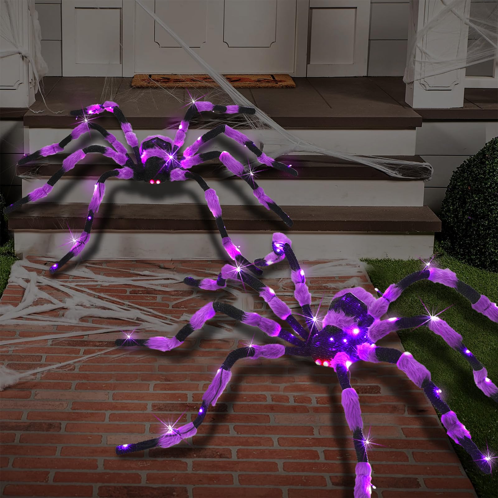 Decorations, 60” Big Black Lighted Halloween Spider with Red Eyes