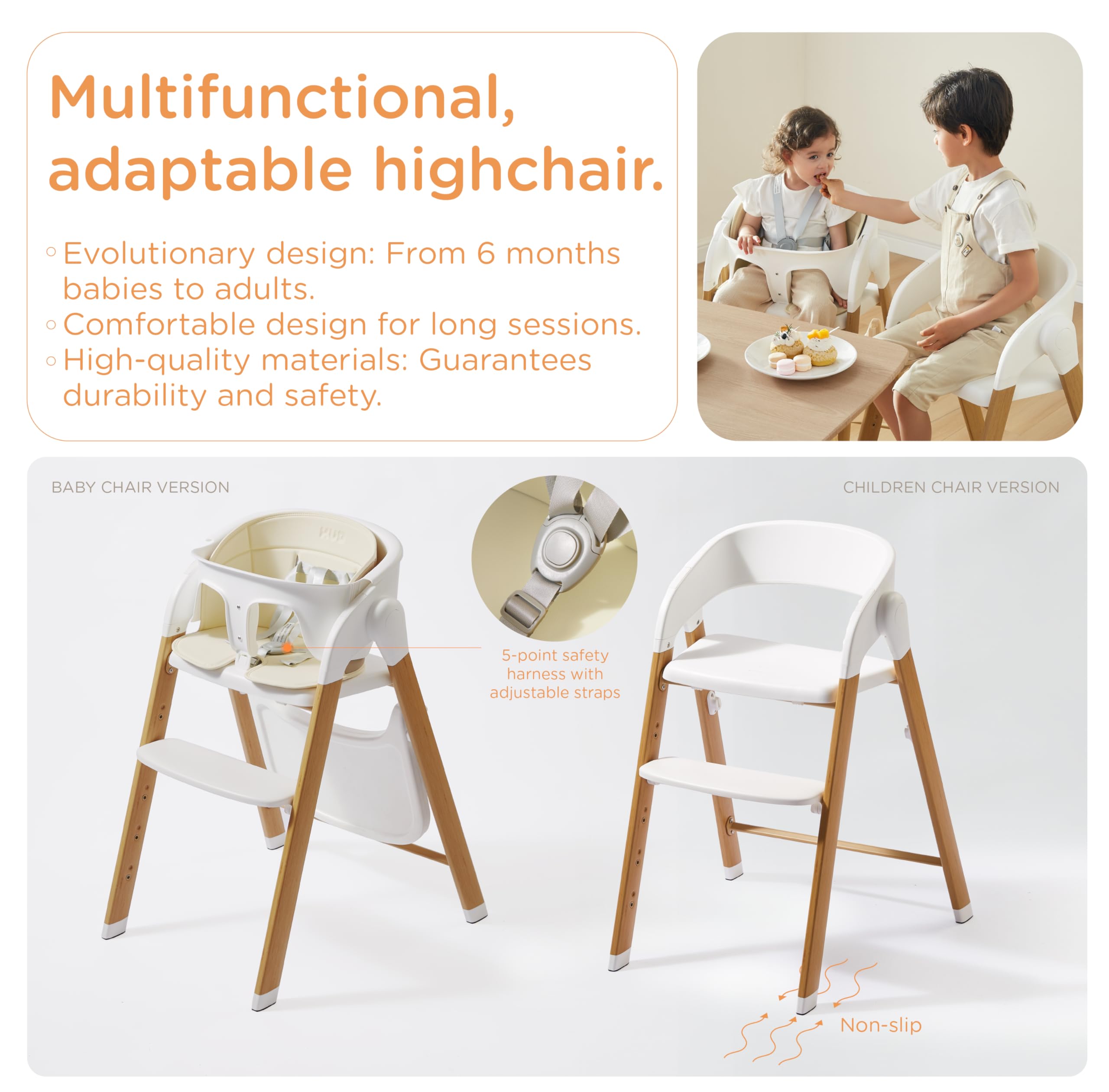 Adjustable Convertible High Chair for Babies and Toddlers