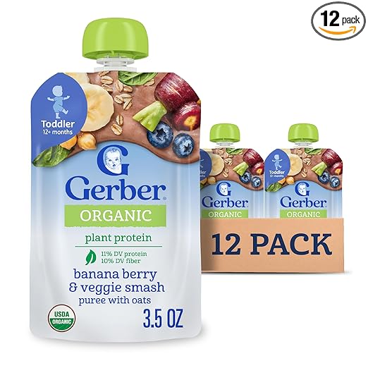 Organic Baby Food Pouches, Toddler, Plant-tastic, Banana Berry & Veggie Smash