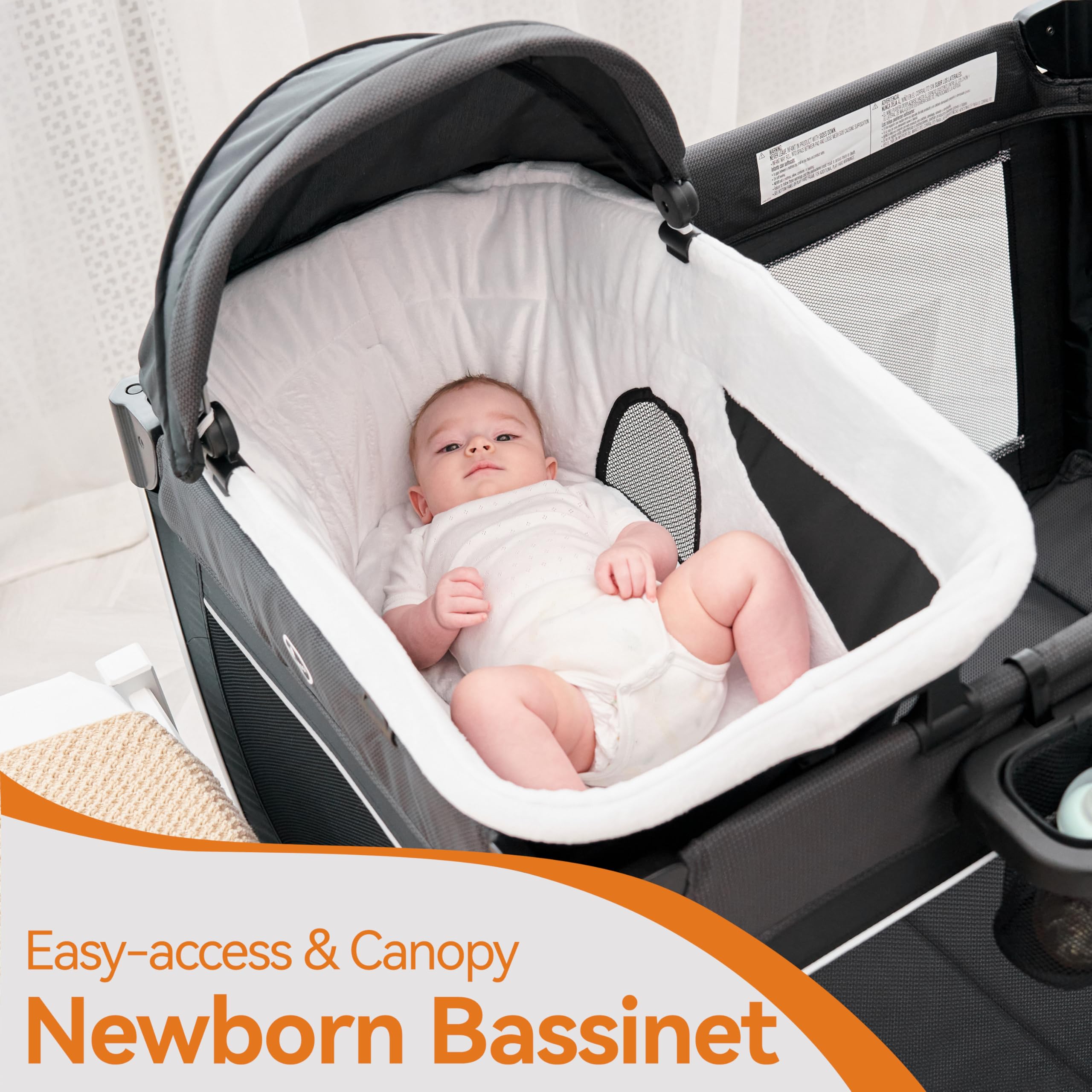 4-in-1 Portable Baby Playard with Bassinet and Changing Table