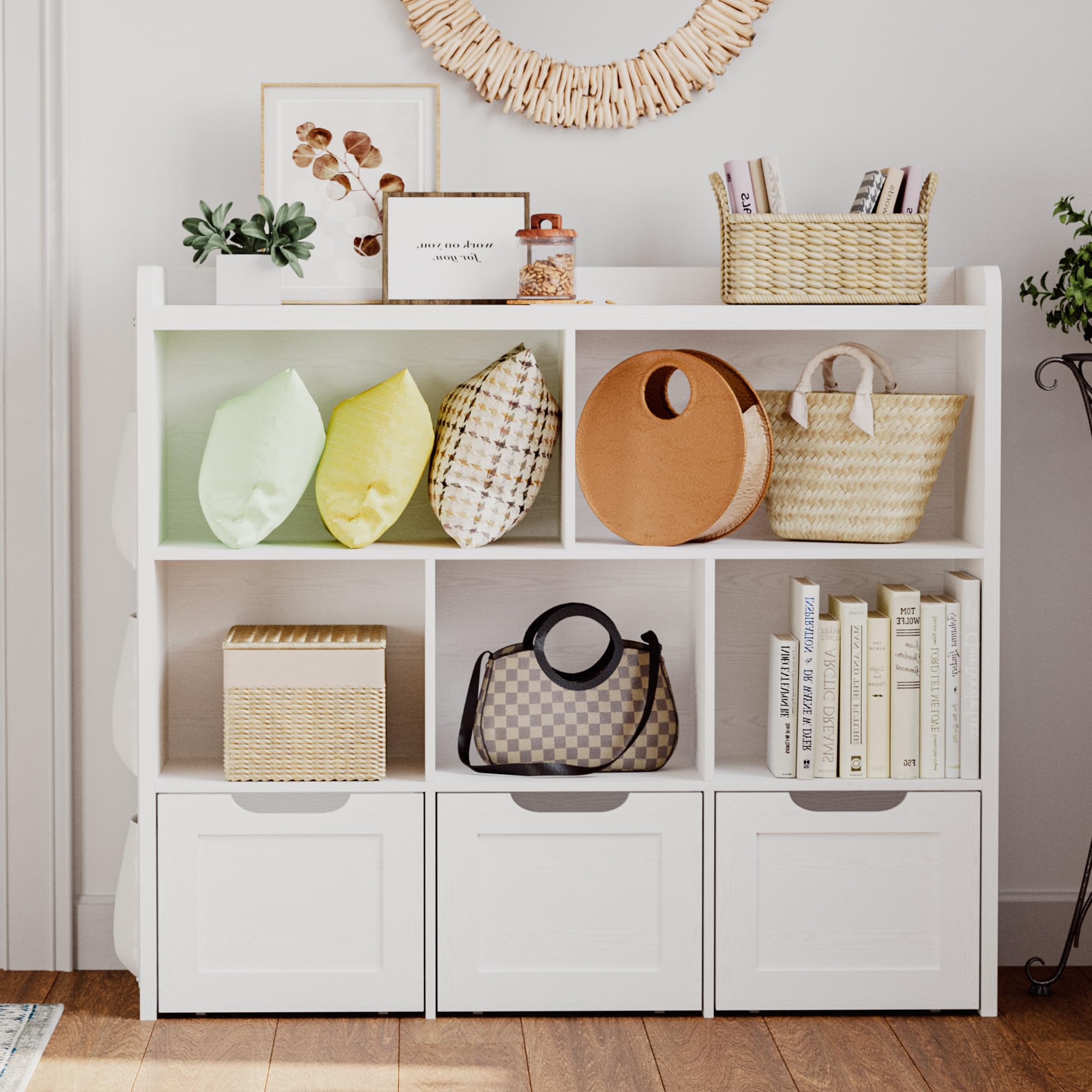 Toy Storage Organizer with 3 Movable Drawers, Multifunctional Floor Storage