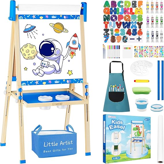 Adjustable Wooden Toddler Art Easels, Girls Toys for Ages 5-7,8-13,