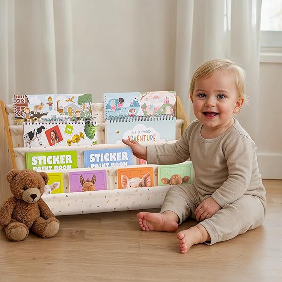 Decorative Kids Bookshelf - Modern Montessori Shelf for Nursery or Playroom