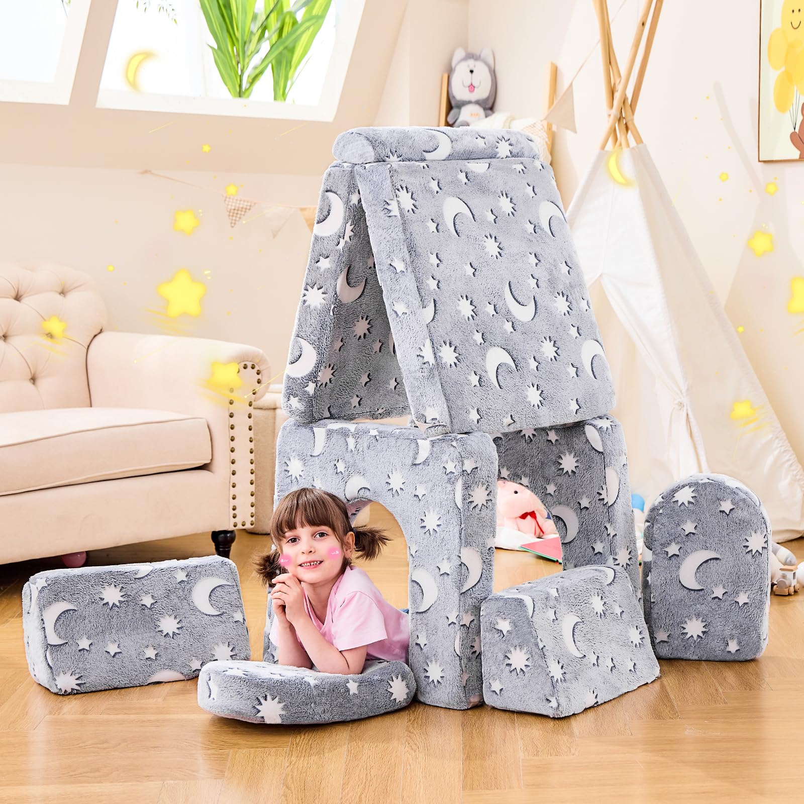 Modular Kids Play Couch,Toddler Couch Kids Sofa,Child Sectional Sofa