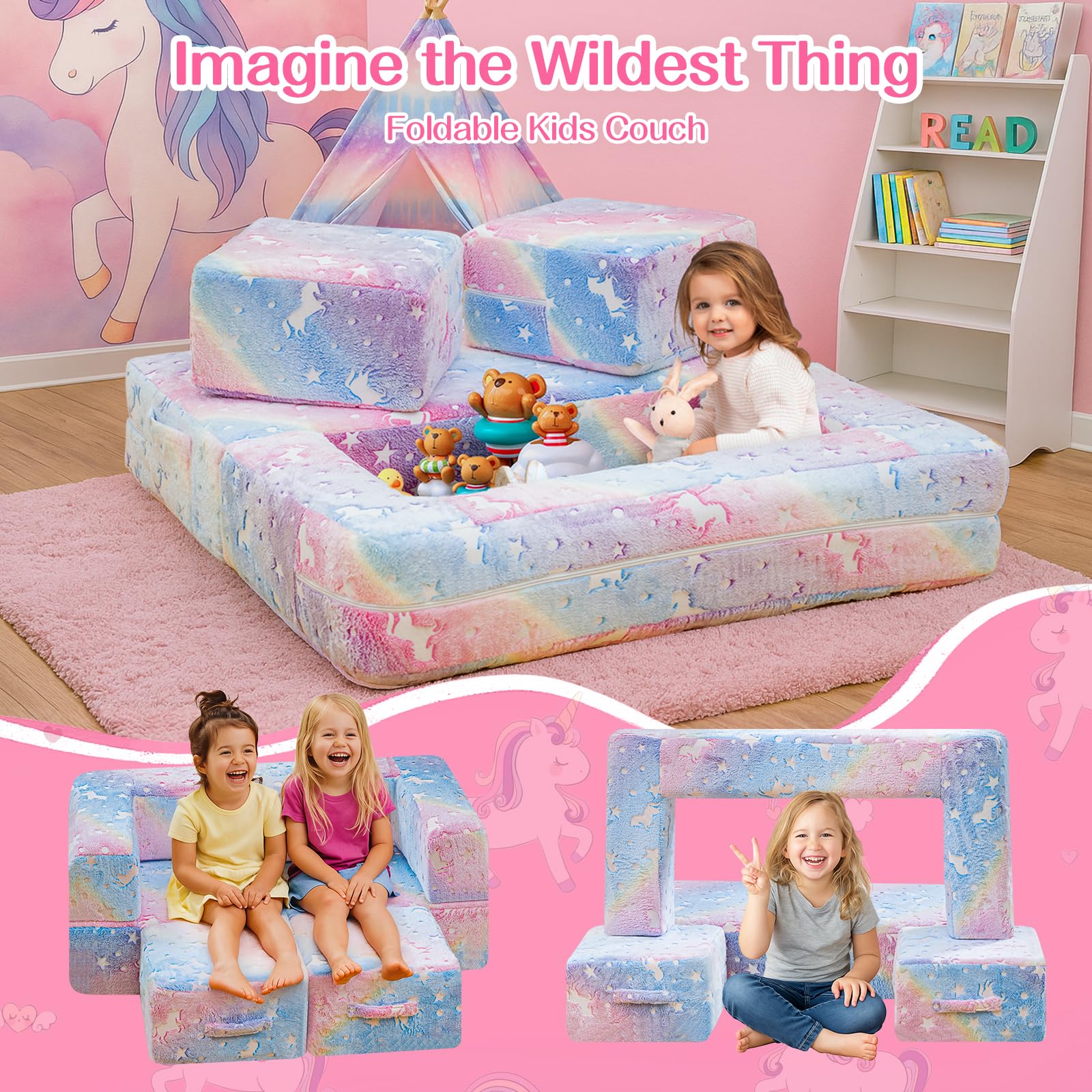 Glow in the Dark Toddler Foam Play Couch