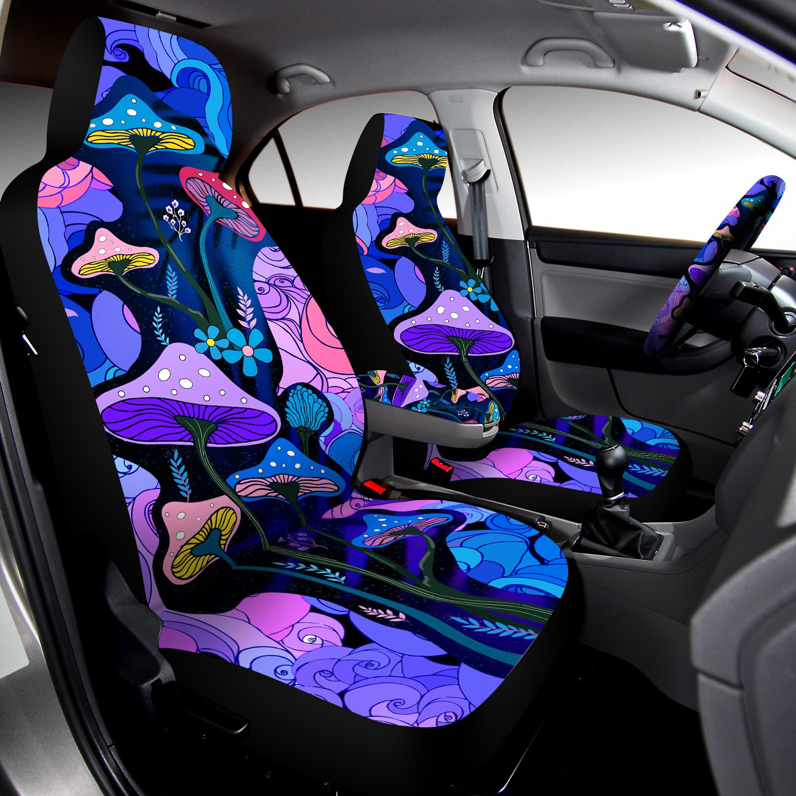 15 Pcs Car Seat Covers Full Set Car Accessories Set Steering Wheel Cover Armrest