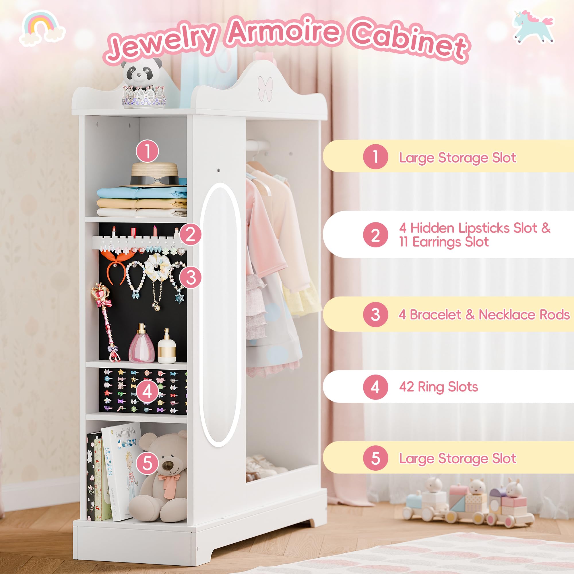 Kids Armoire with Jewelry Cabinet and Mirror