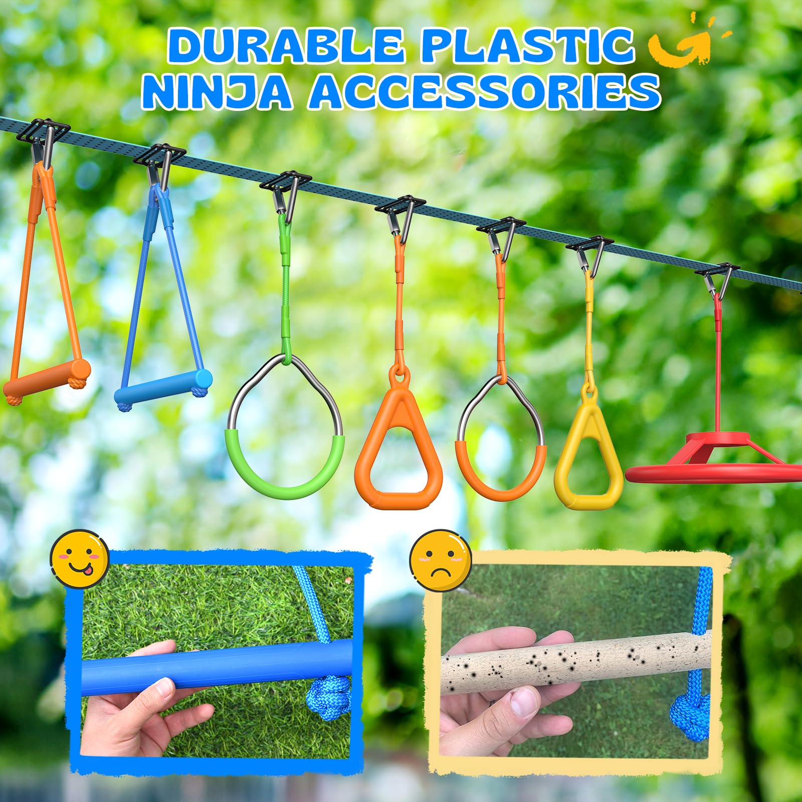 Ninja Warrior Obstacle Course with Swing Set for Kids
