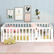 Montessori Floor Bed Full Size with Fence and Door