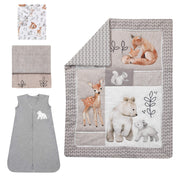 Painted Forest 4-Piece Crib Bedding Set - Gray