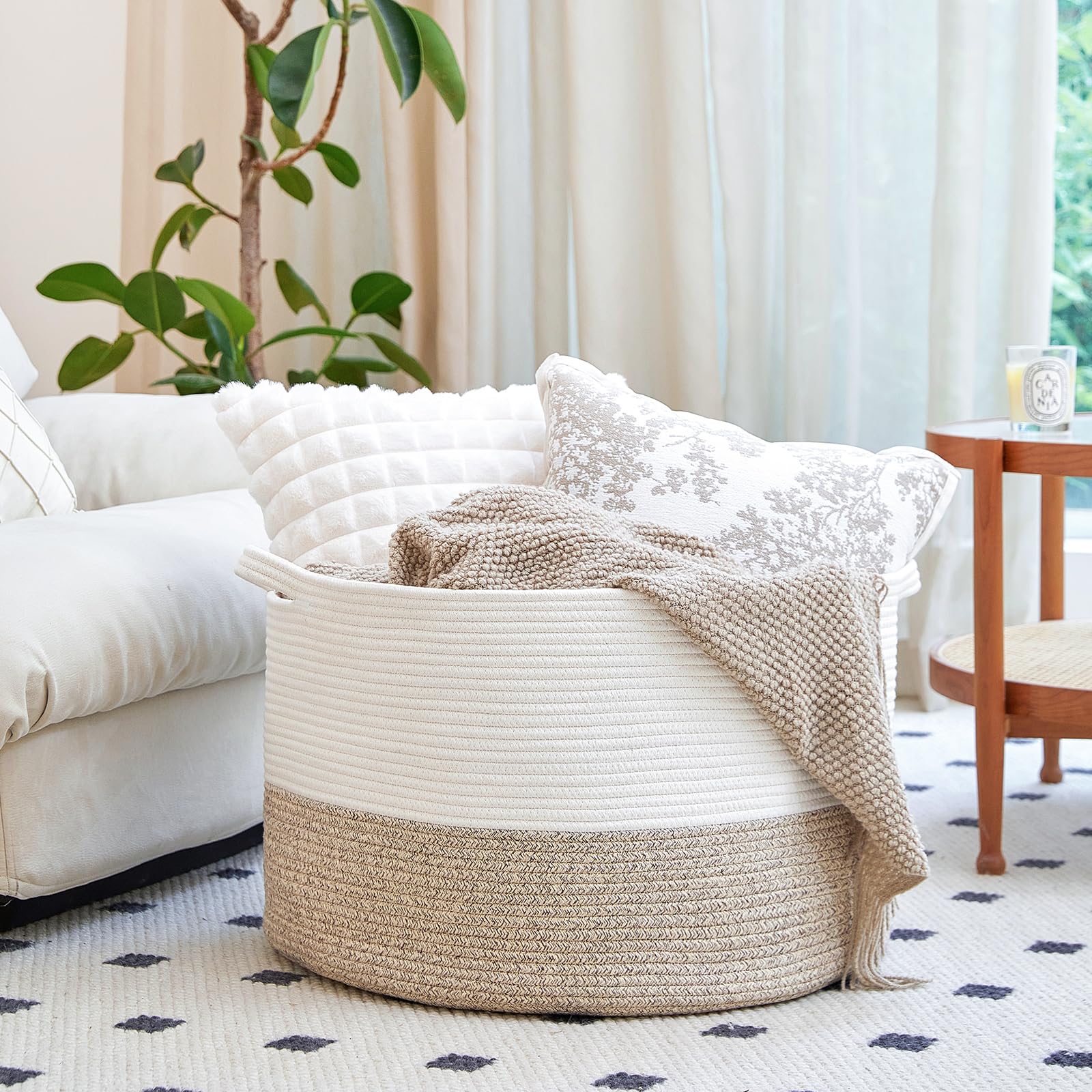 Extra Large Cotton Rope Storage Basket 22" x 14"