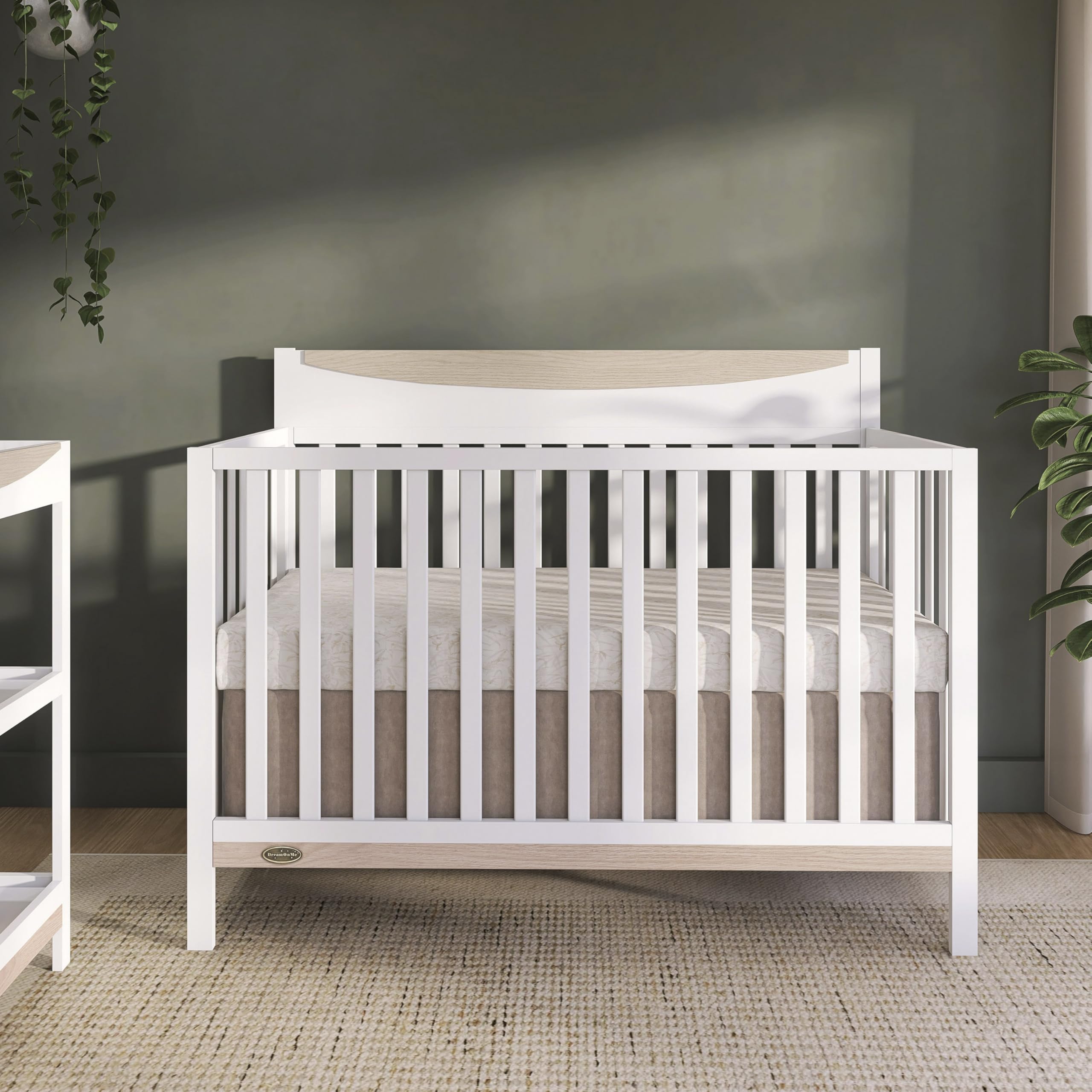 Emerson 5-in-1 Convertible Full-Size Baby Crib in White & Vintage