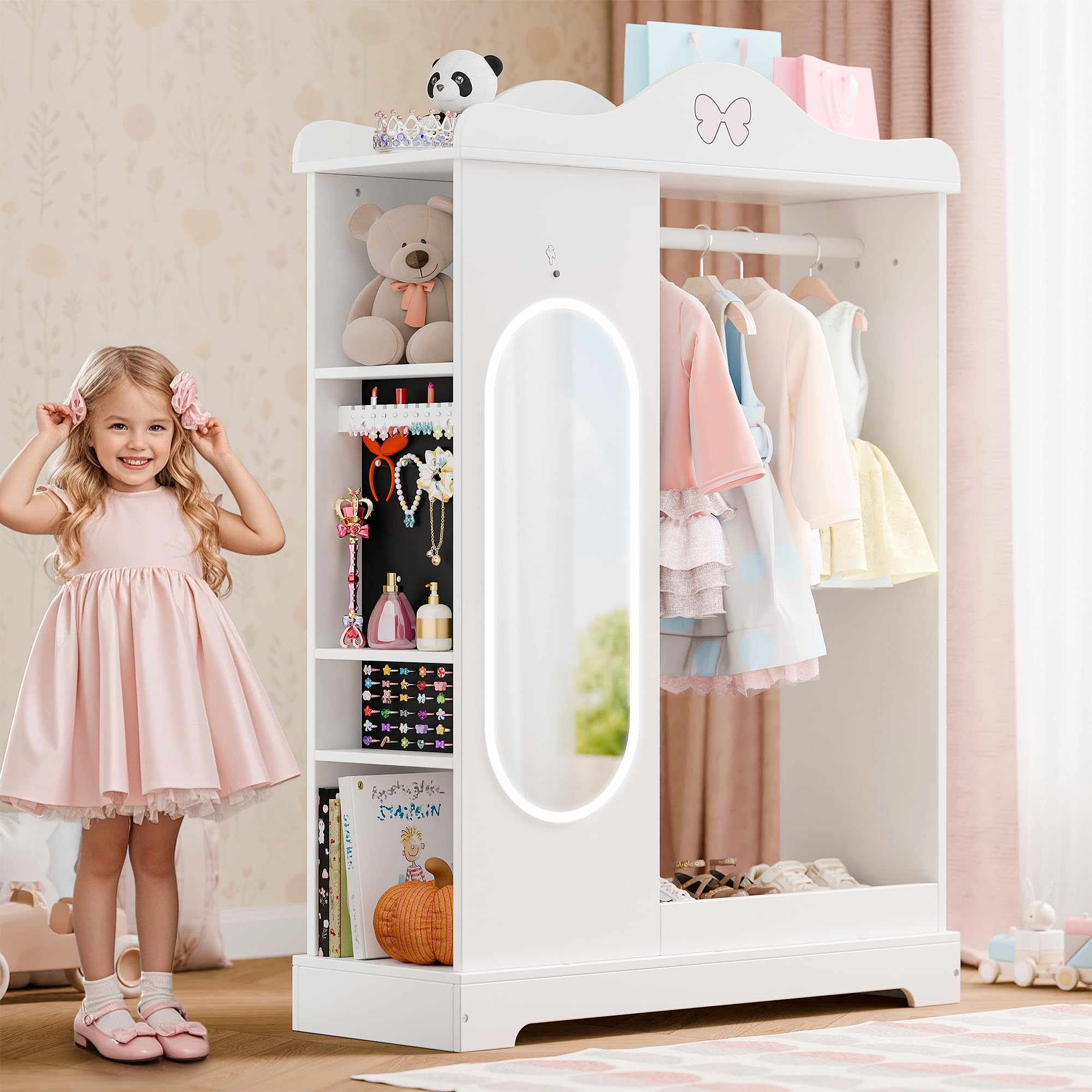 Kids Armoire with a Jewelry Cabinet, Princess Dress