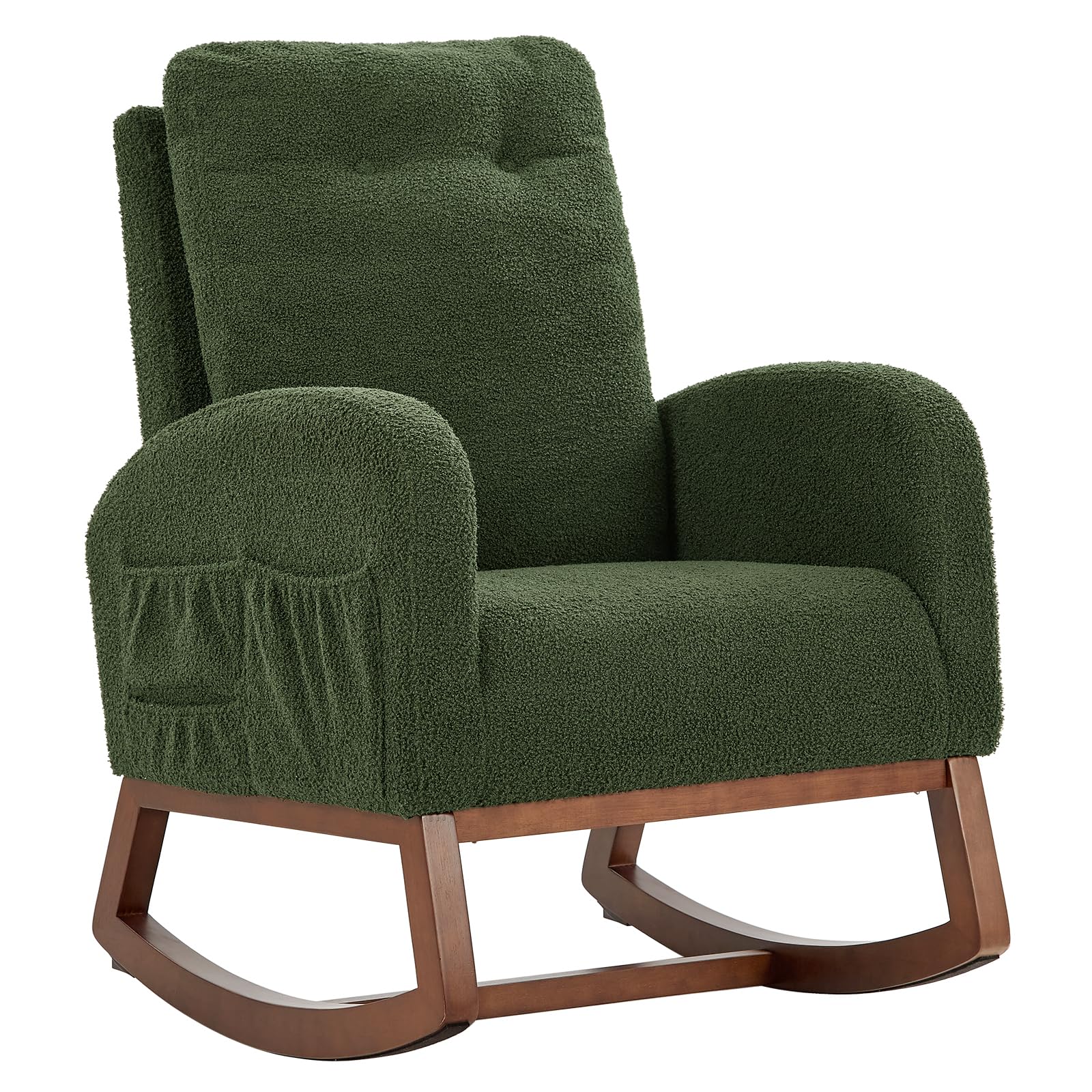 Teddy Fabric Nursery Rocking Chair with Storage Pockets