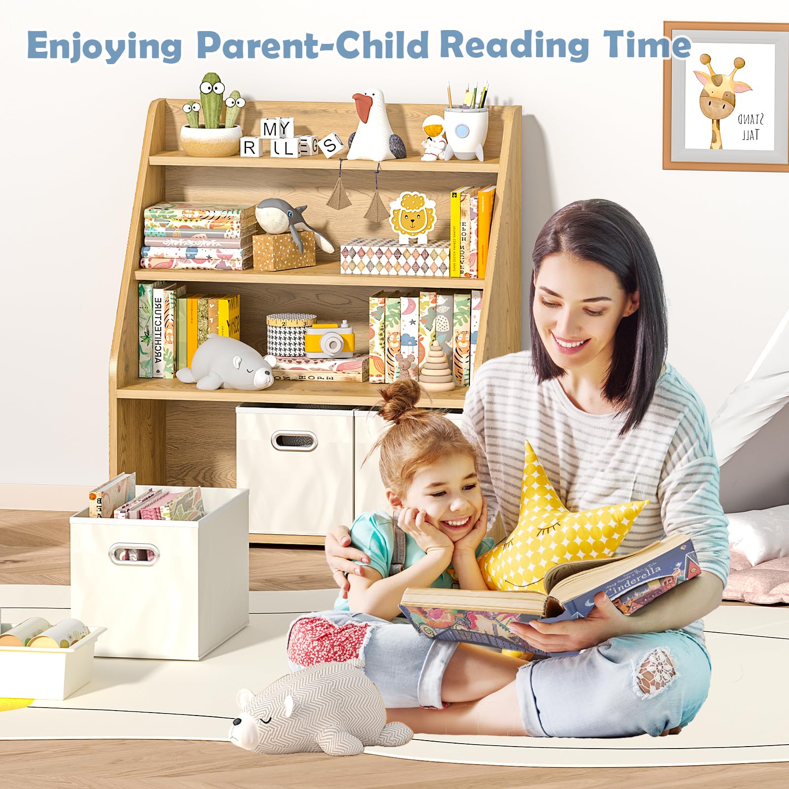 Kids Bookshelf with Toy Storage Organizer
