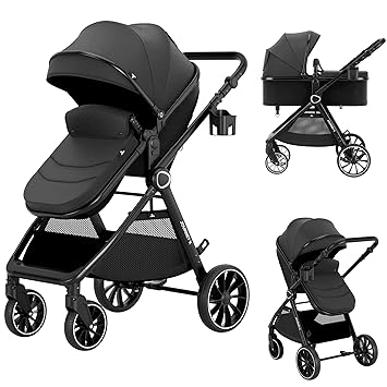 2 in 1 Baby Stroller, Convertible Bassinet Pushchair for Infants