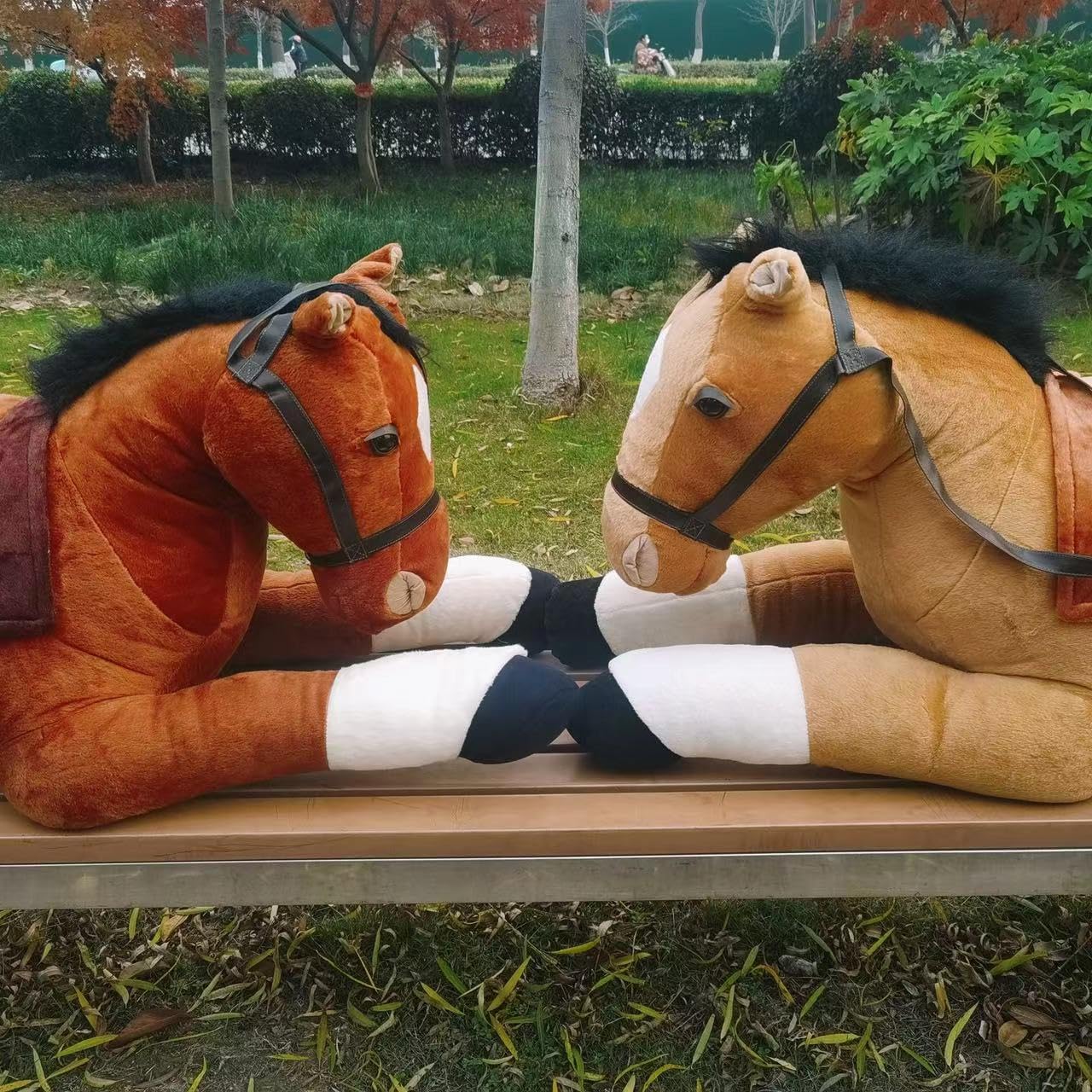 52Inches Big Horse Stuffed Animal, Cute Plush Soft Toy, Dark Brown