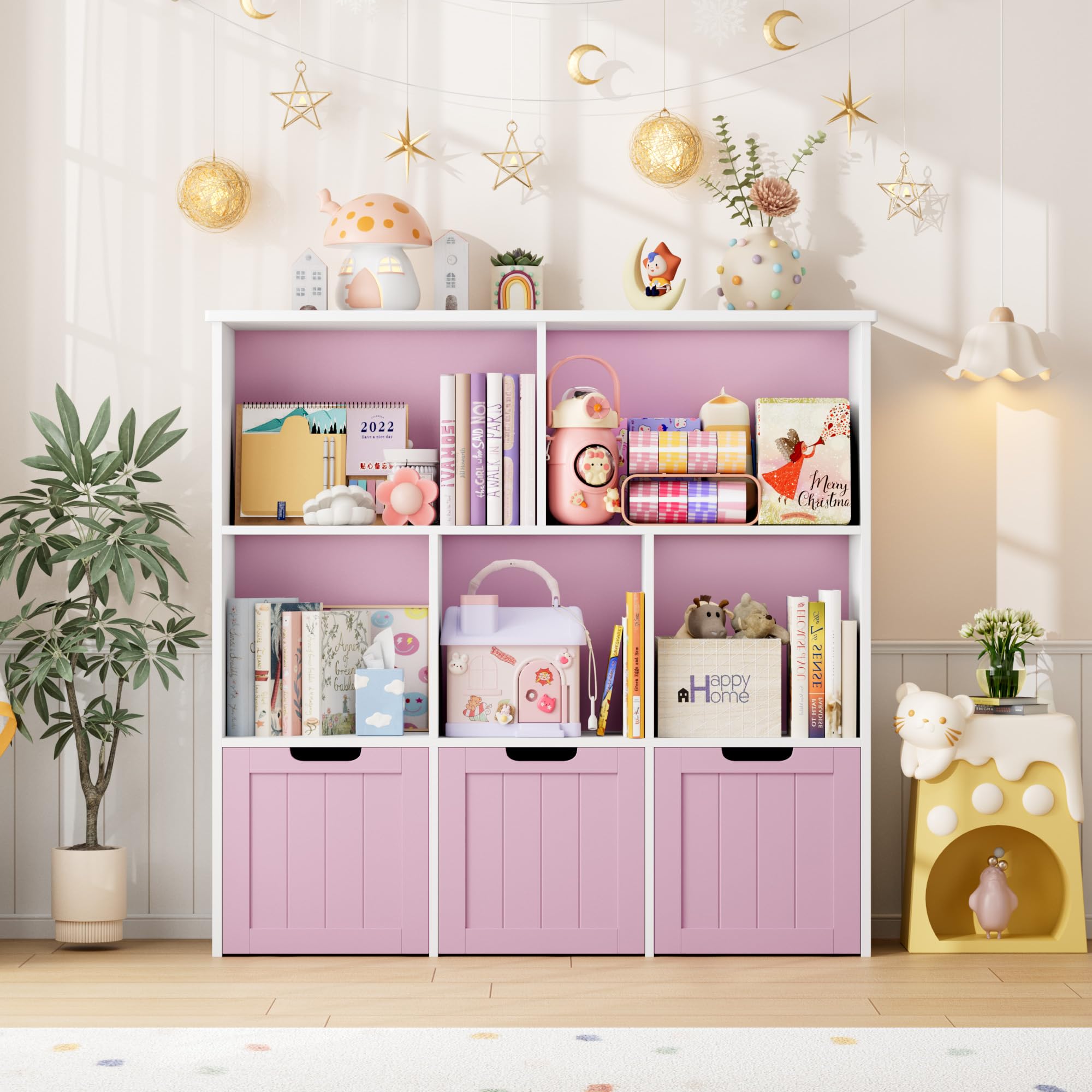 Toy Storage Cabinet with Drawers and Cubbies