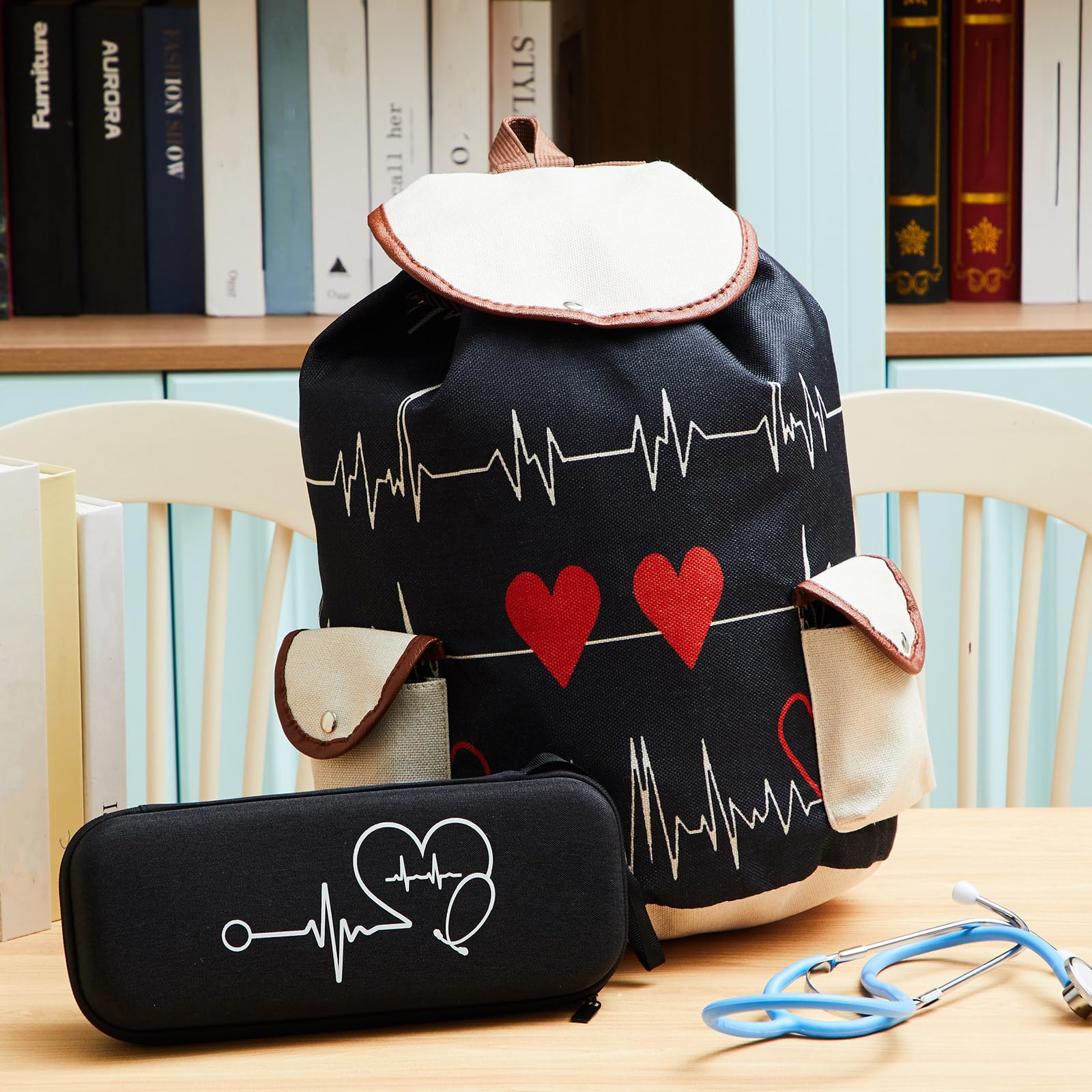 2 Pcs Nurse Backpack Bag and Stethoscope Case Nursing School Essentials Graduation