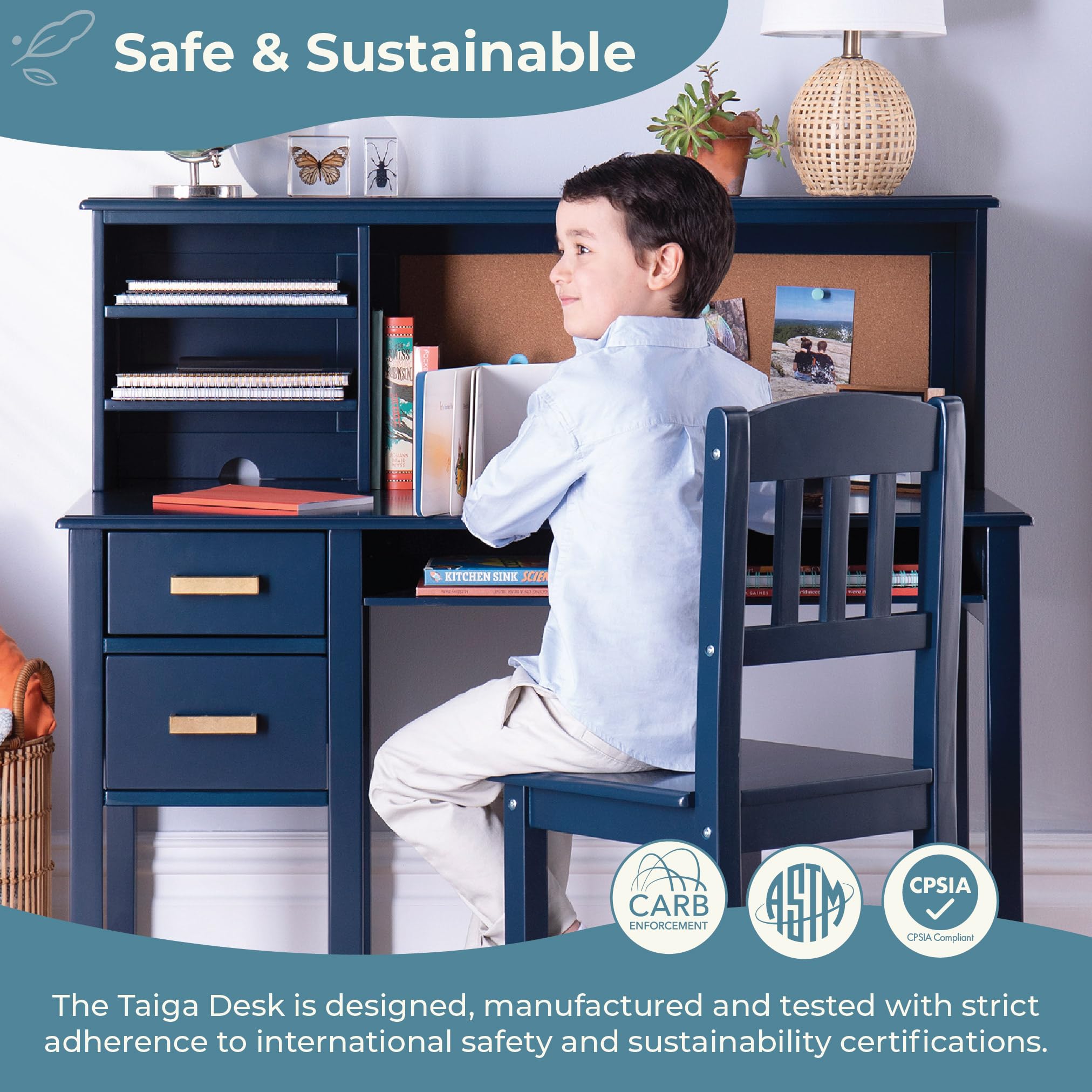 Kids Desk and Chair Set with Hutch