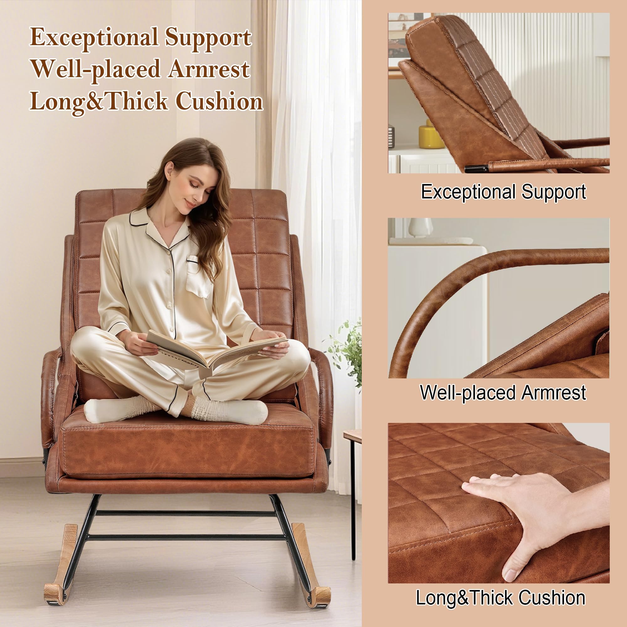 Oversized Nursery Rocking Chair with High Backrest