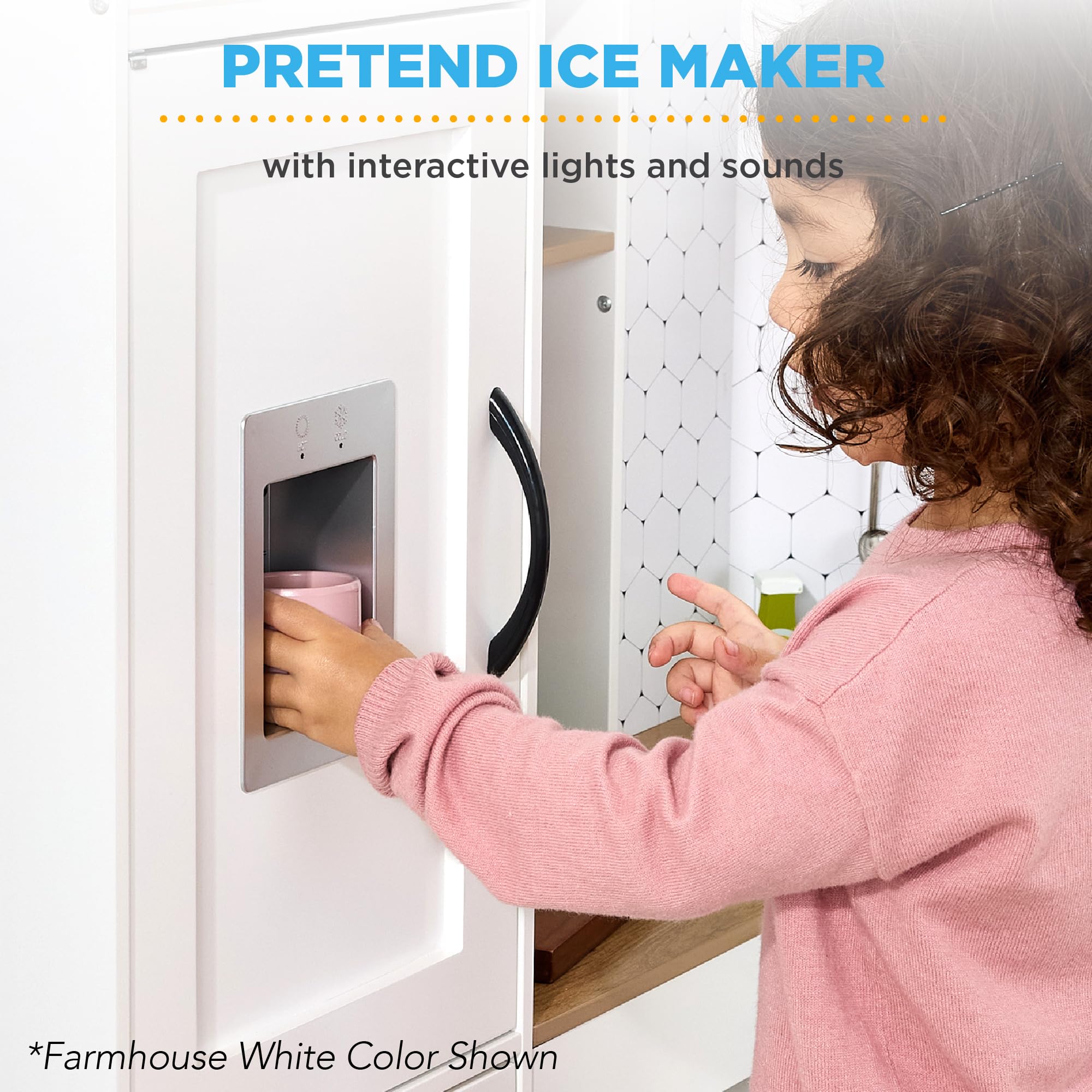 Best Choice Products Pretend Play Corner Kitchen, Ultimate Interactive Wooden Kids Playset w/Lights & Sounds, Ice Maker, Hood - White