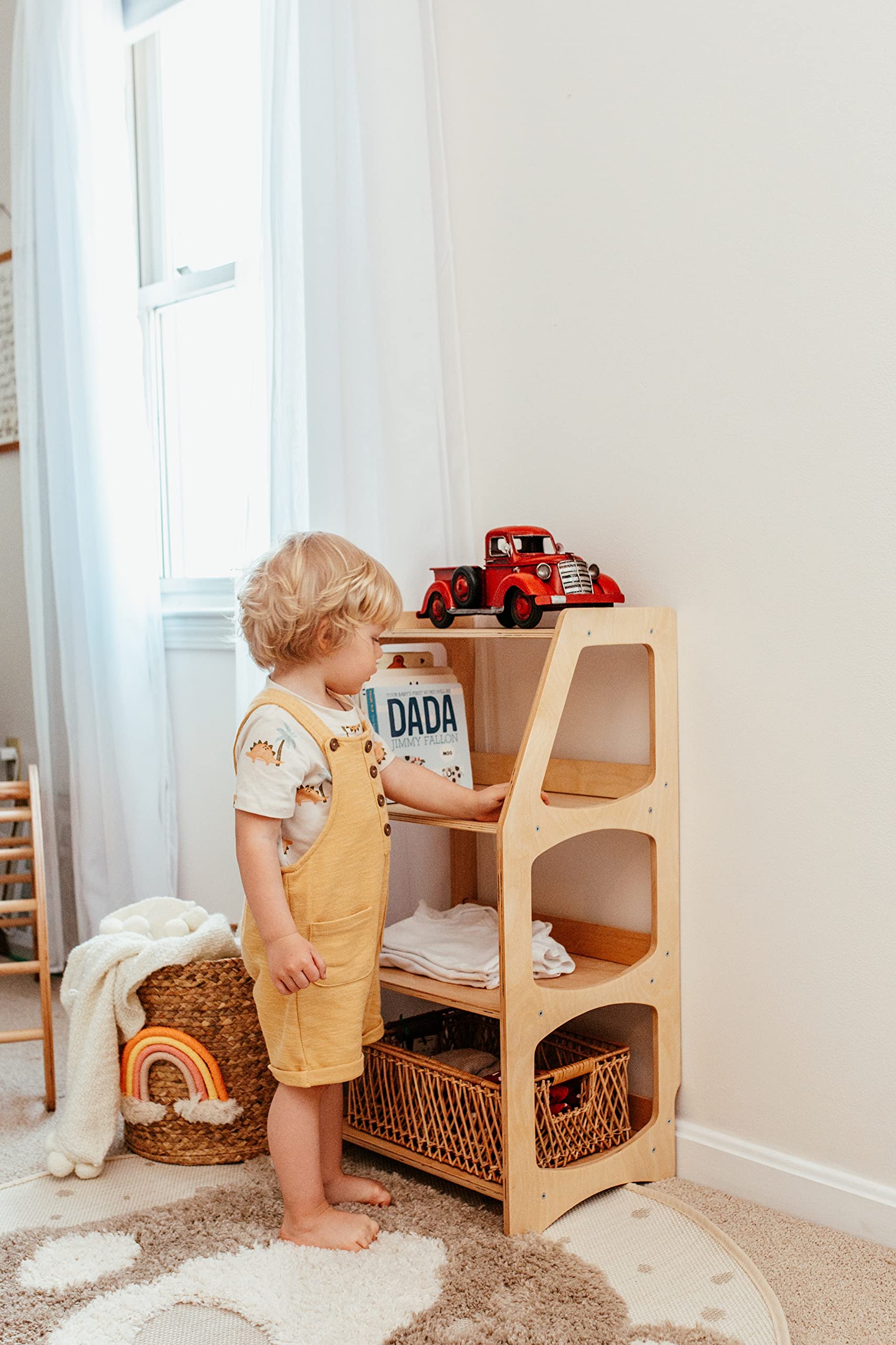 Montessori Bookshelf for Toddlers - Toy Storage Shelf Organizer for Nursery