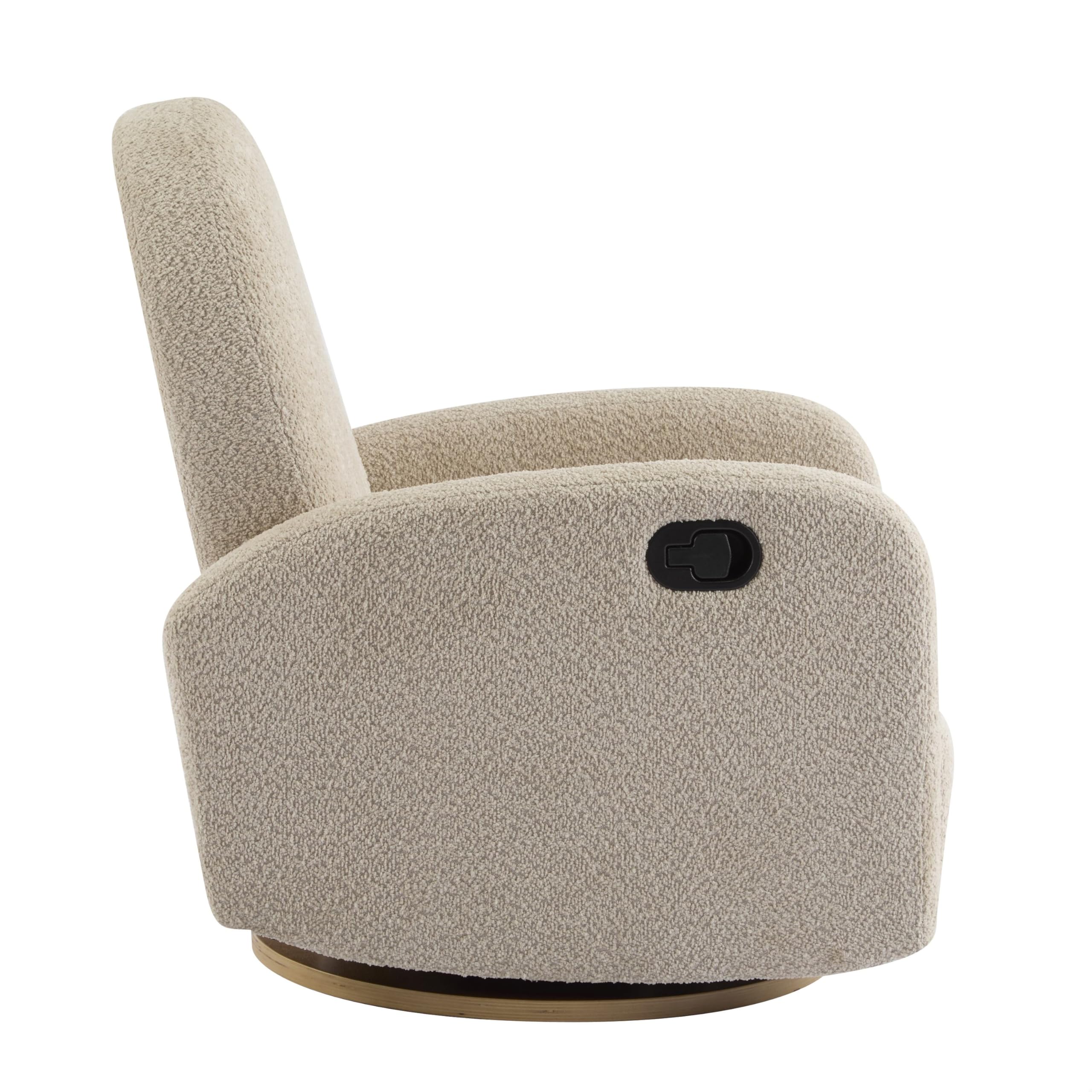 Swivel Glider Recliner Chair for Nursery with Boucle Upholstery