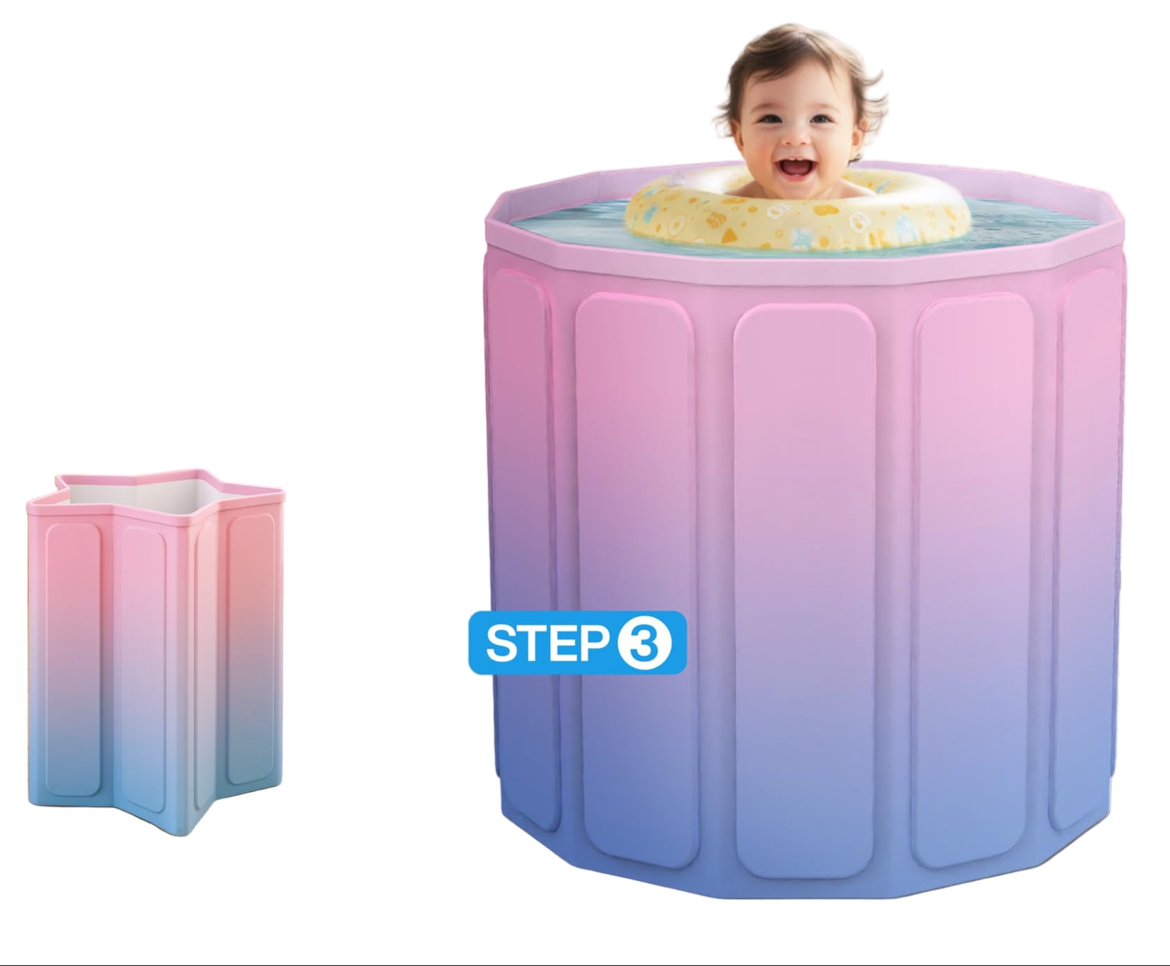 Basic Foldable Portable Bathtub for Kids & Women – 60-Gal Capacity, Compact
