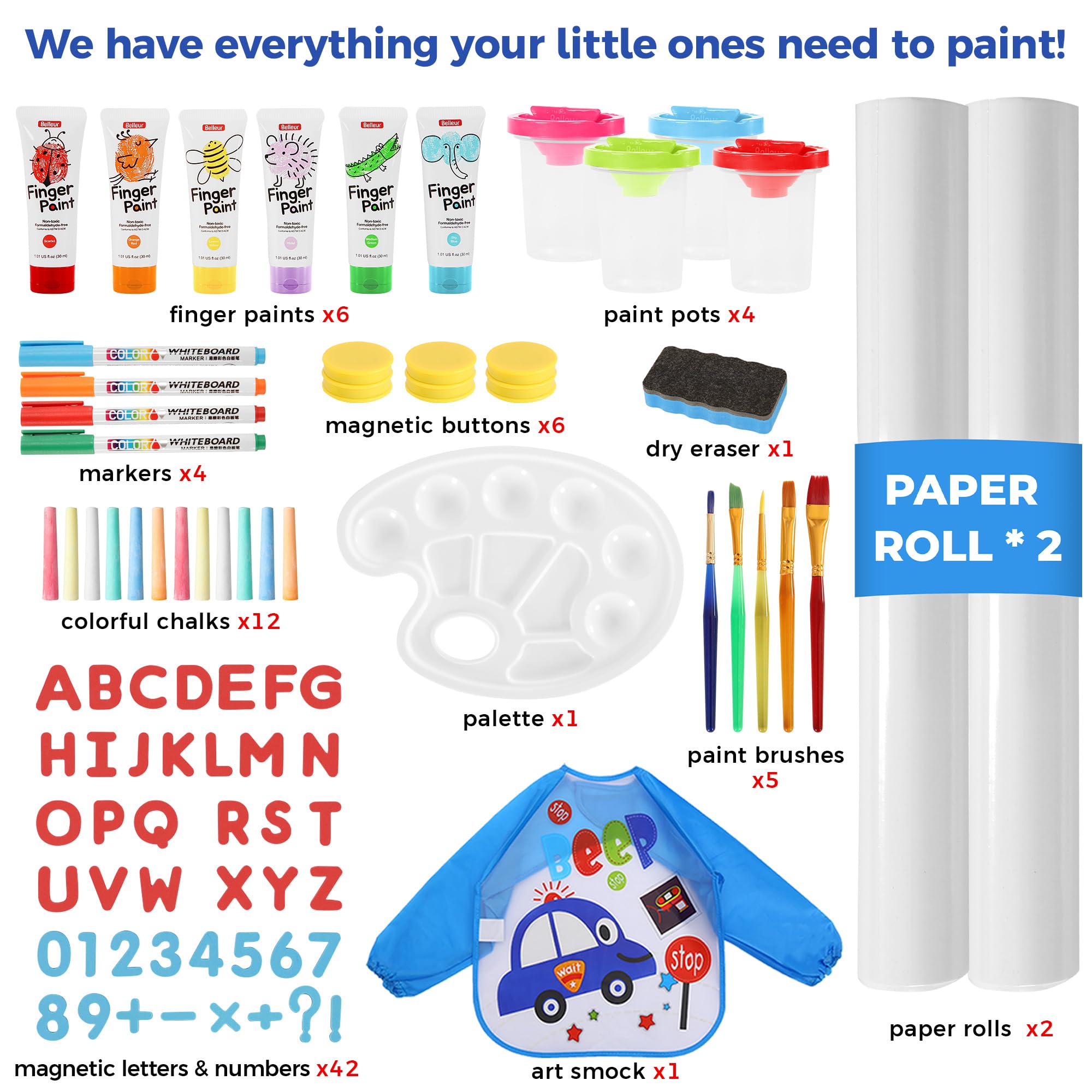 Double-Sided Kids Art Easel with Magnetic Whiteboard and Chalkboard